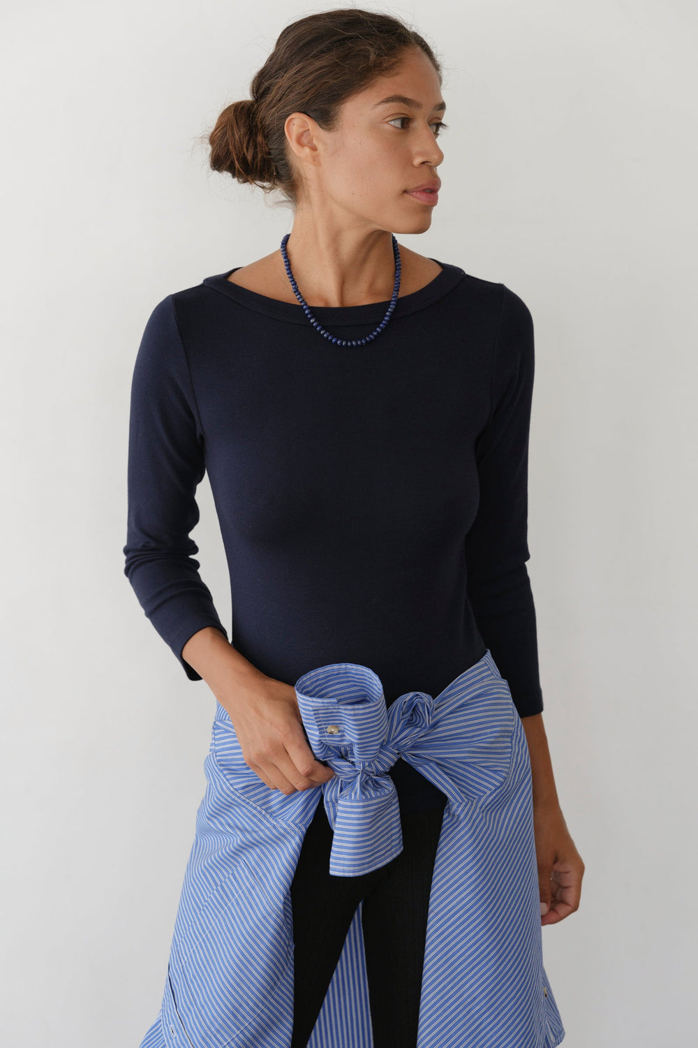 DONNI The Baby Rib Boat Neck - Navy