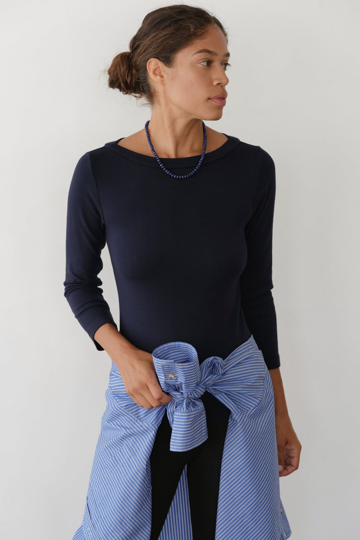 DONNI The Baby Rib Boat Neck - Navy