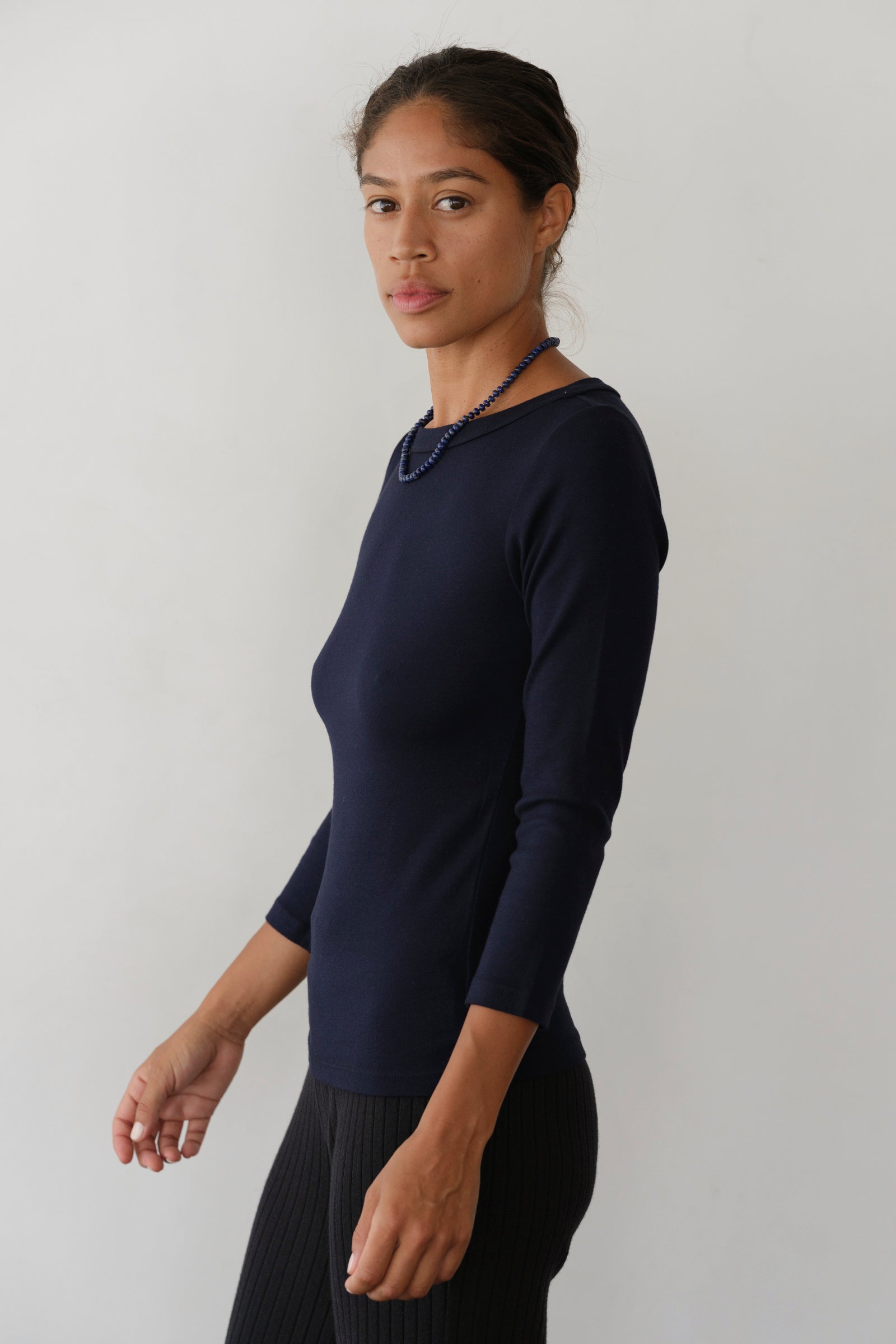 DONNI The Baby Rib Boat Neck - Navy