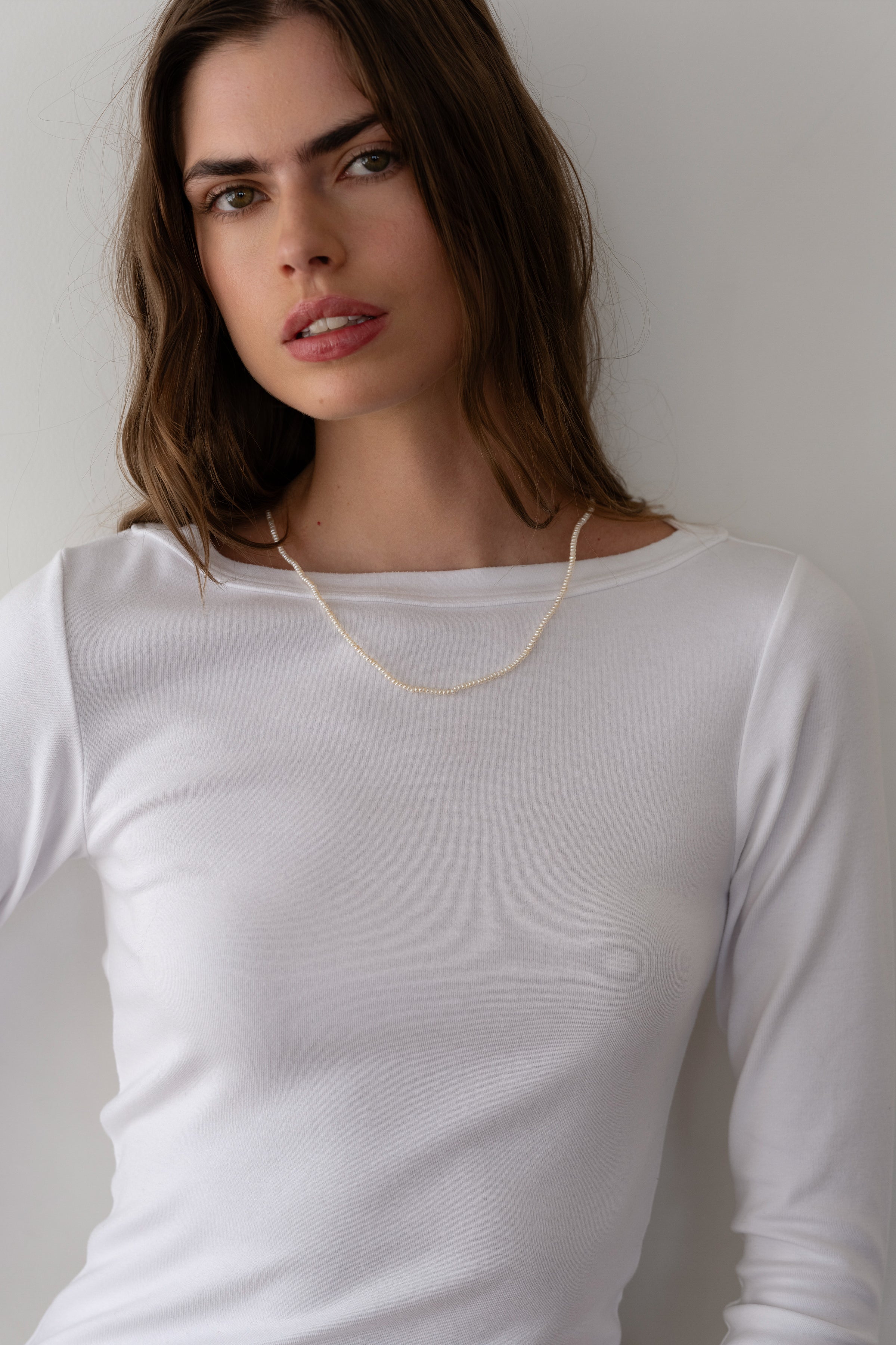 DONNI Powder Baby Rib Boat Neck - Powder