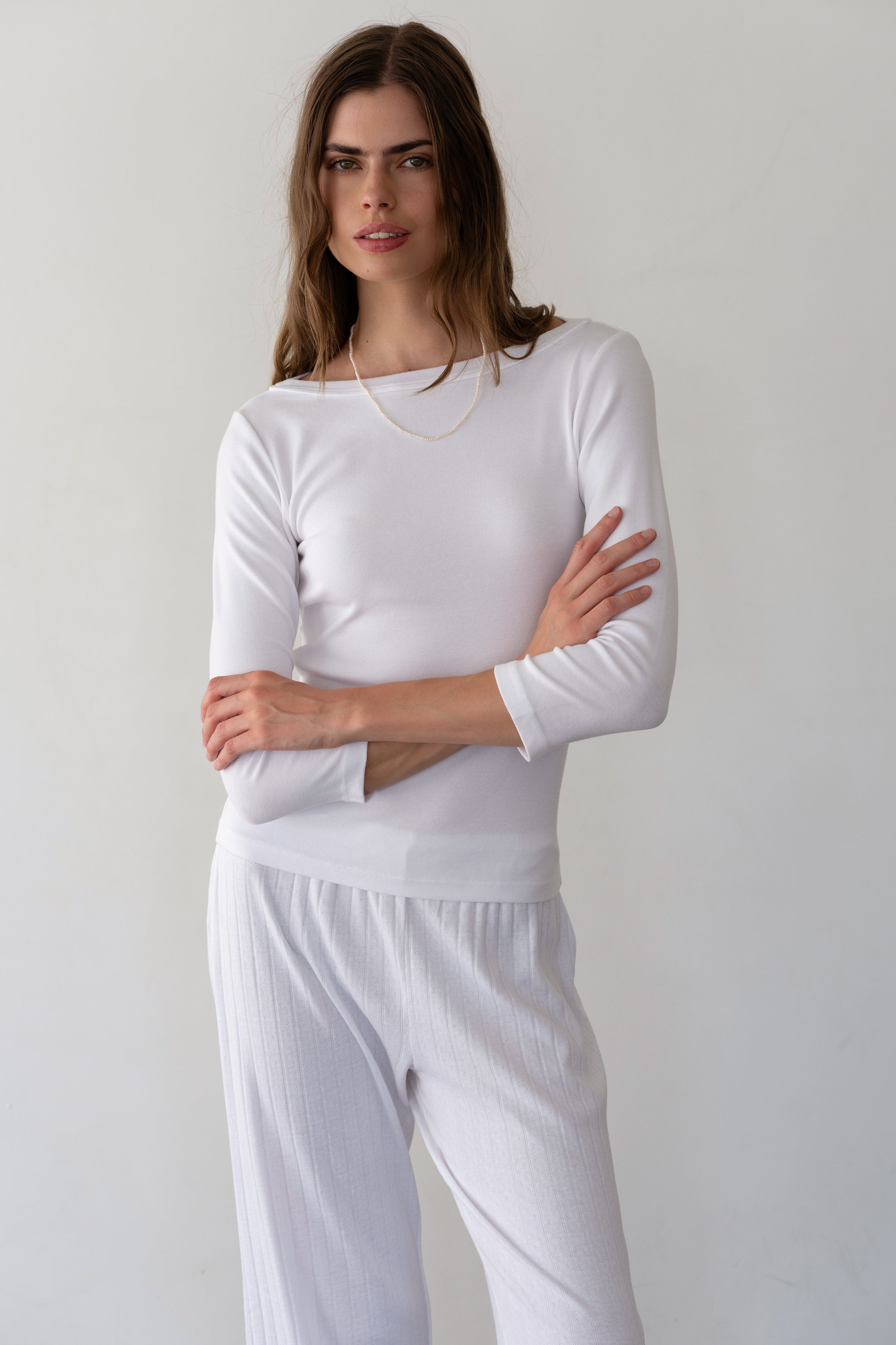 DONNI Powder Baby Rib Boat Neck - Powder