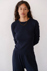 DONNI The Pointelle Long Sleeve - Navy