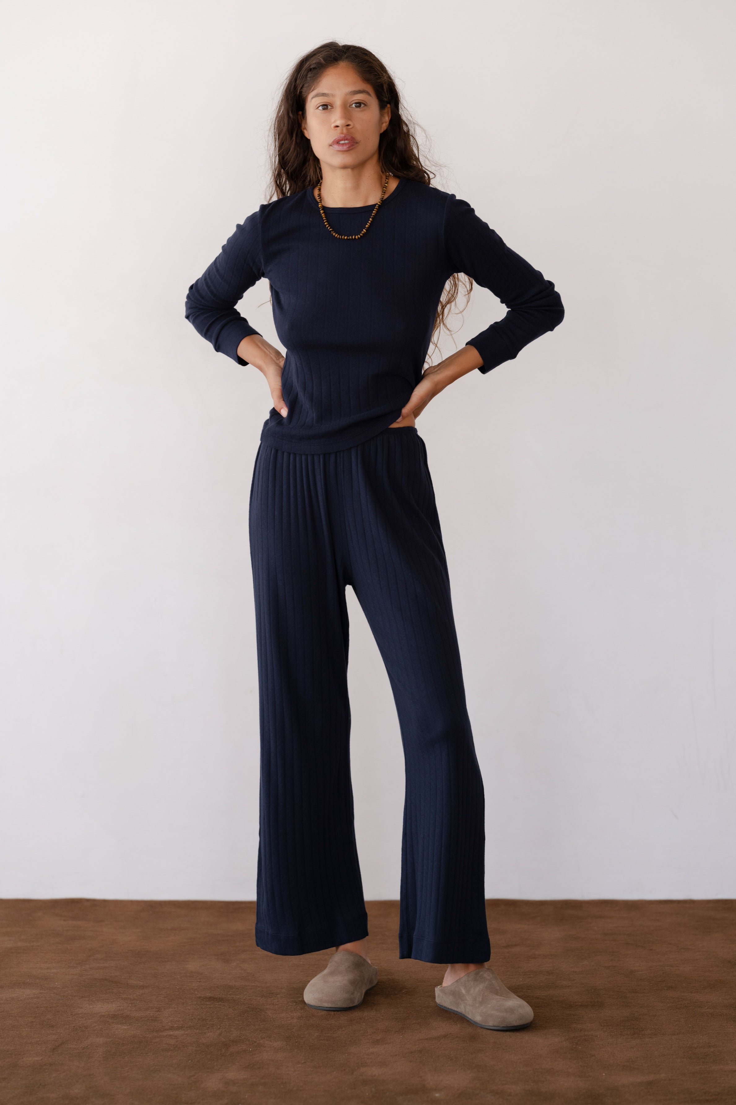 DONNI The Pointelle Long Sleeve - Navy