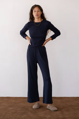 DONNI The Pointelle Long Sleeve - Navy