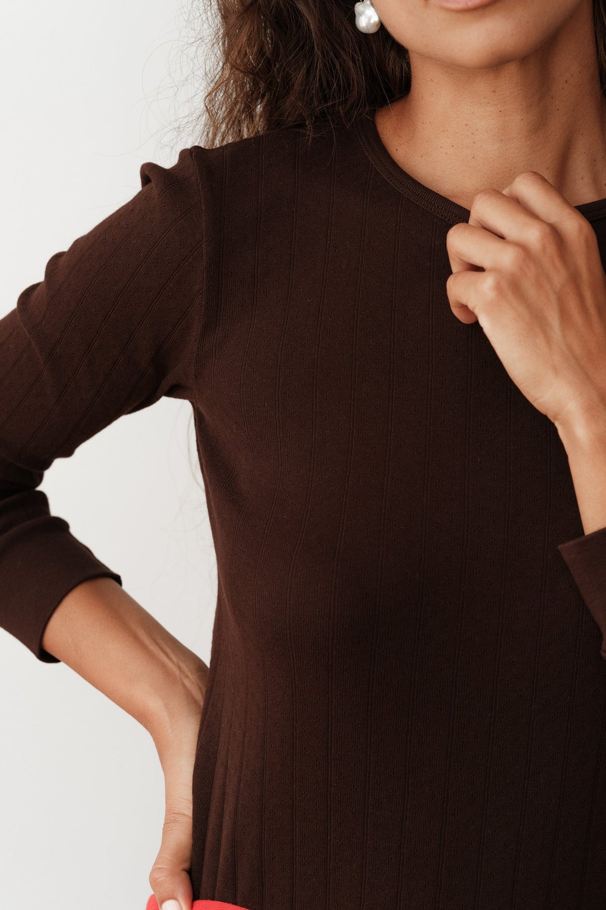 DONNI The Pointelle Long Sleeve - Espresso