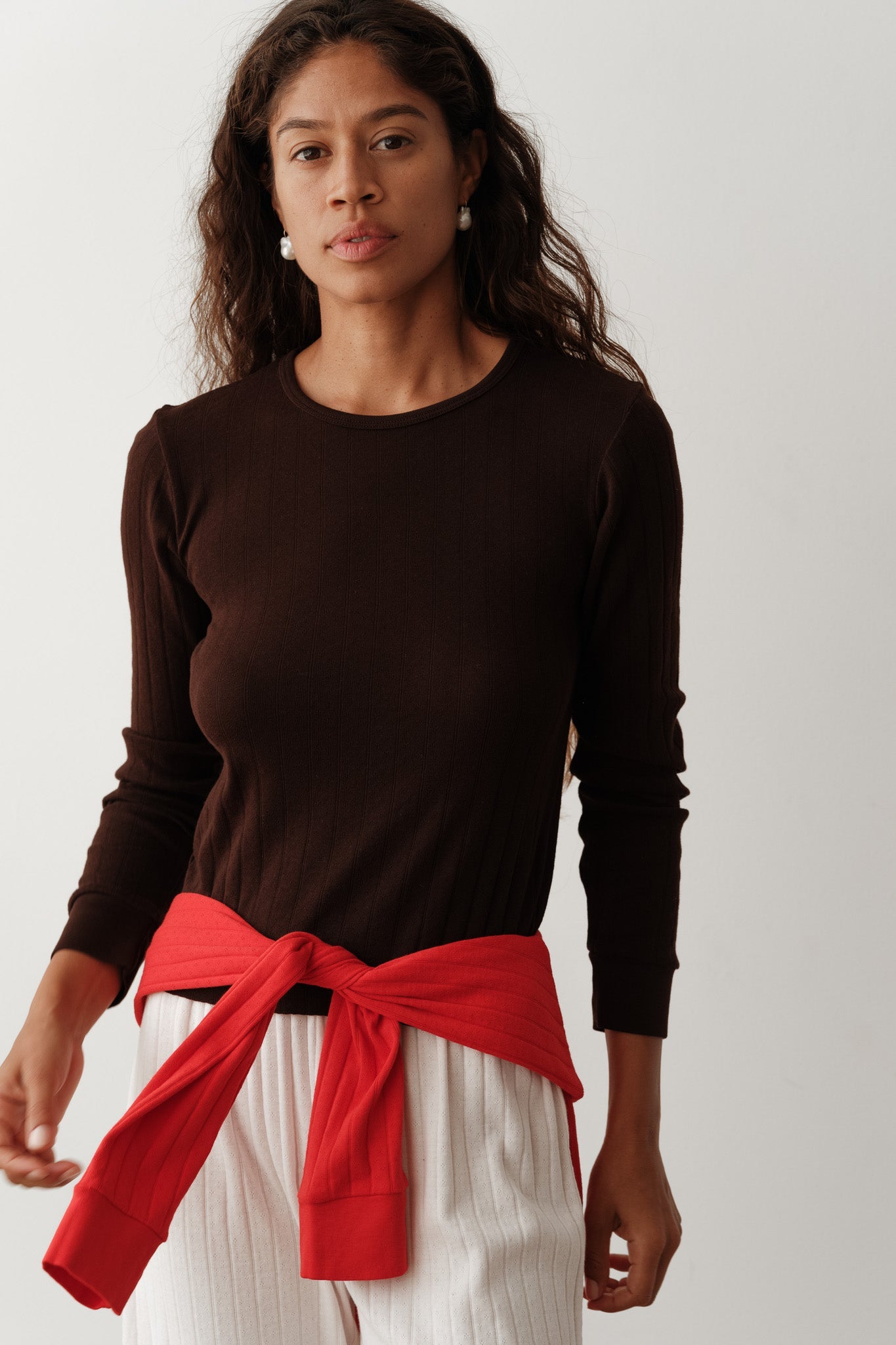 DONNI The Pointelle Long Sleeve - Espresso