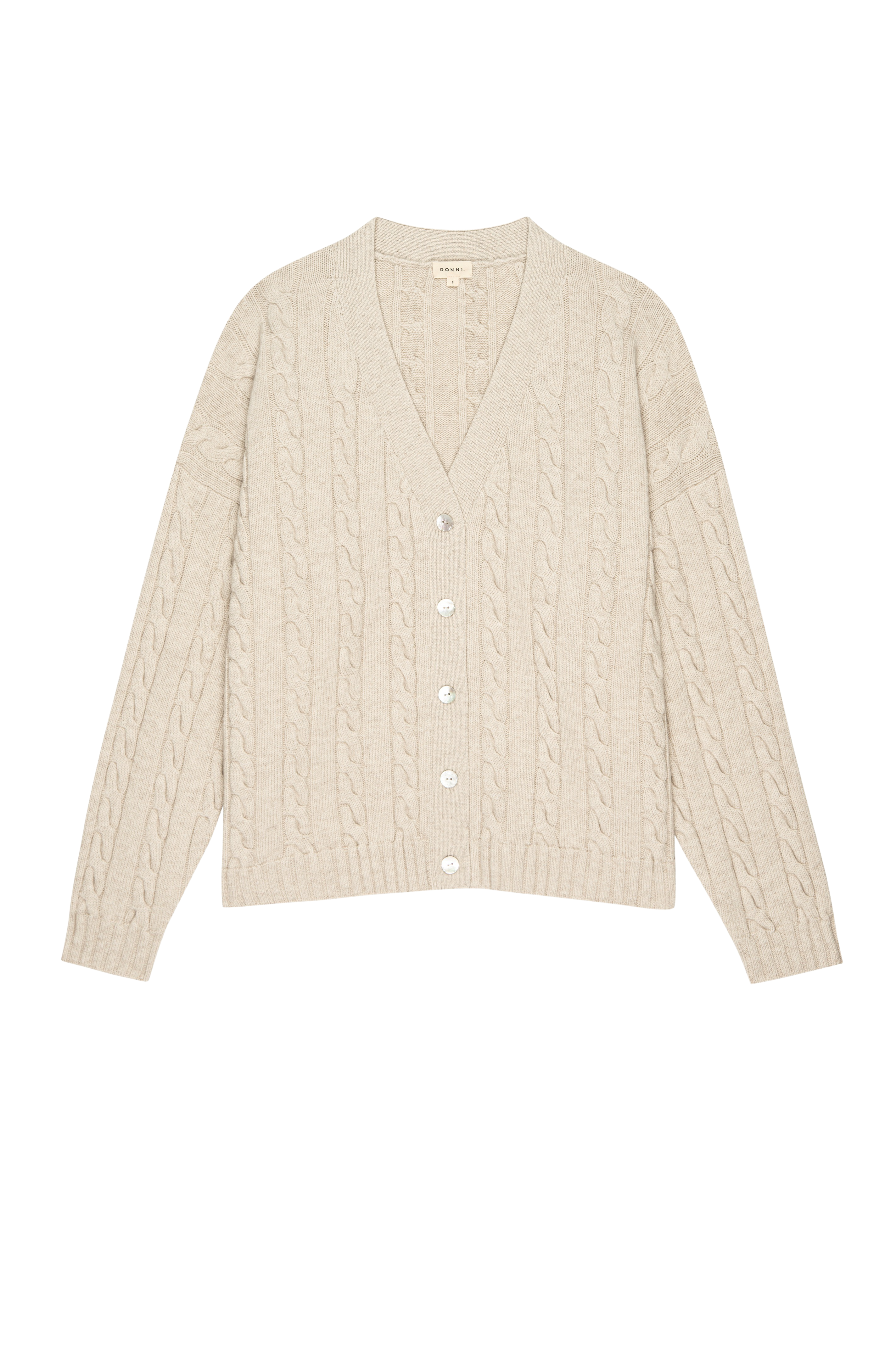 DONNI The Cable V-Neck Cardigan - Oatmeal