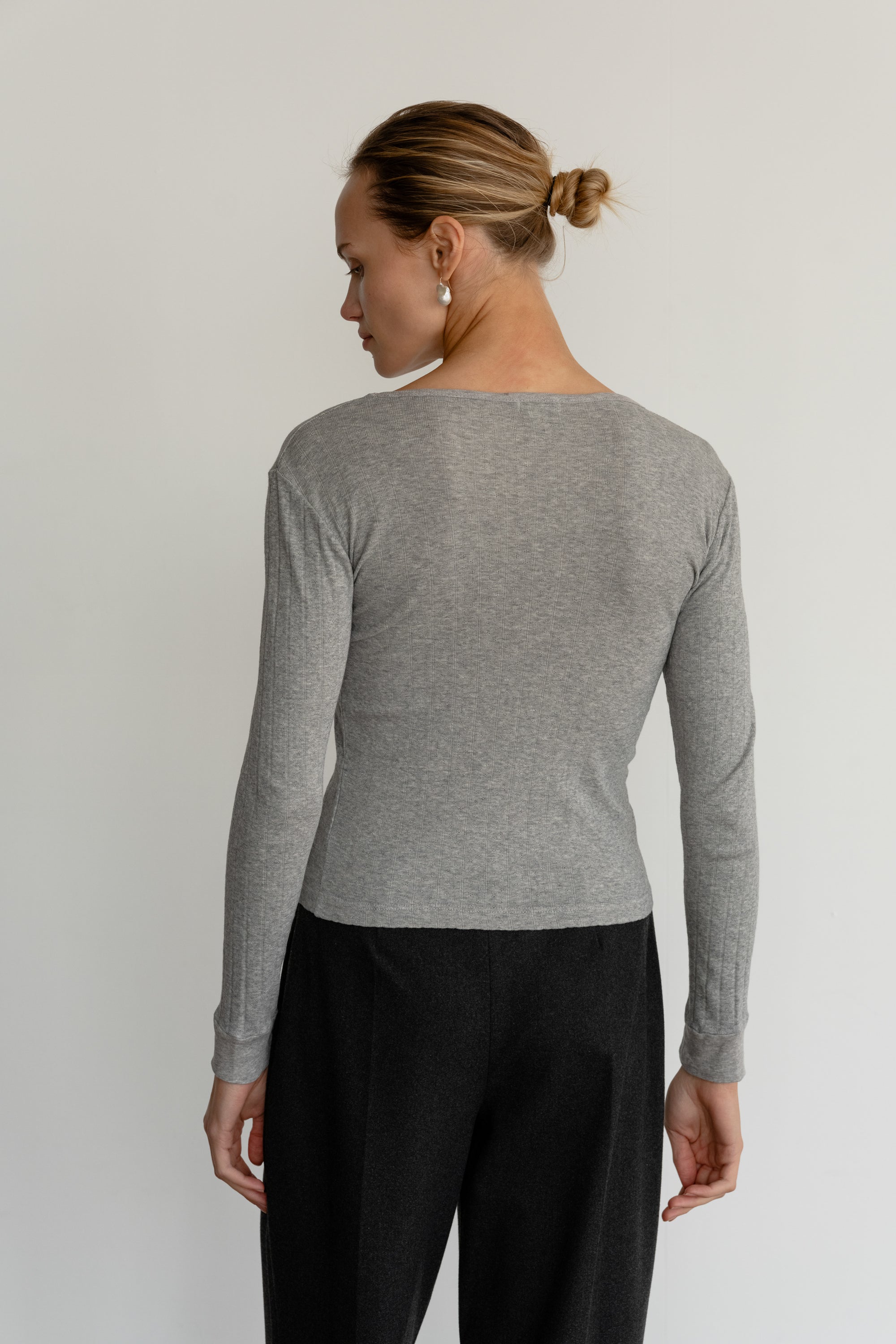 DONNI The Pointelle Long Sleeve - Heather-Grey