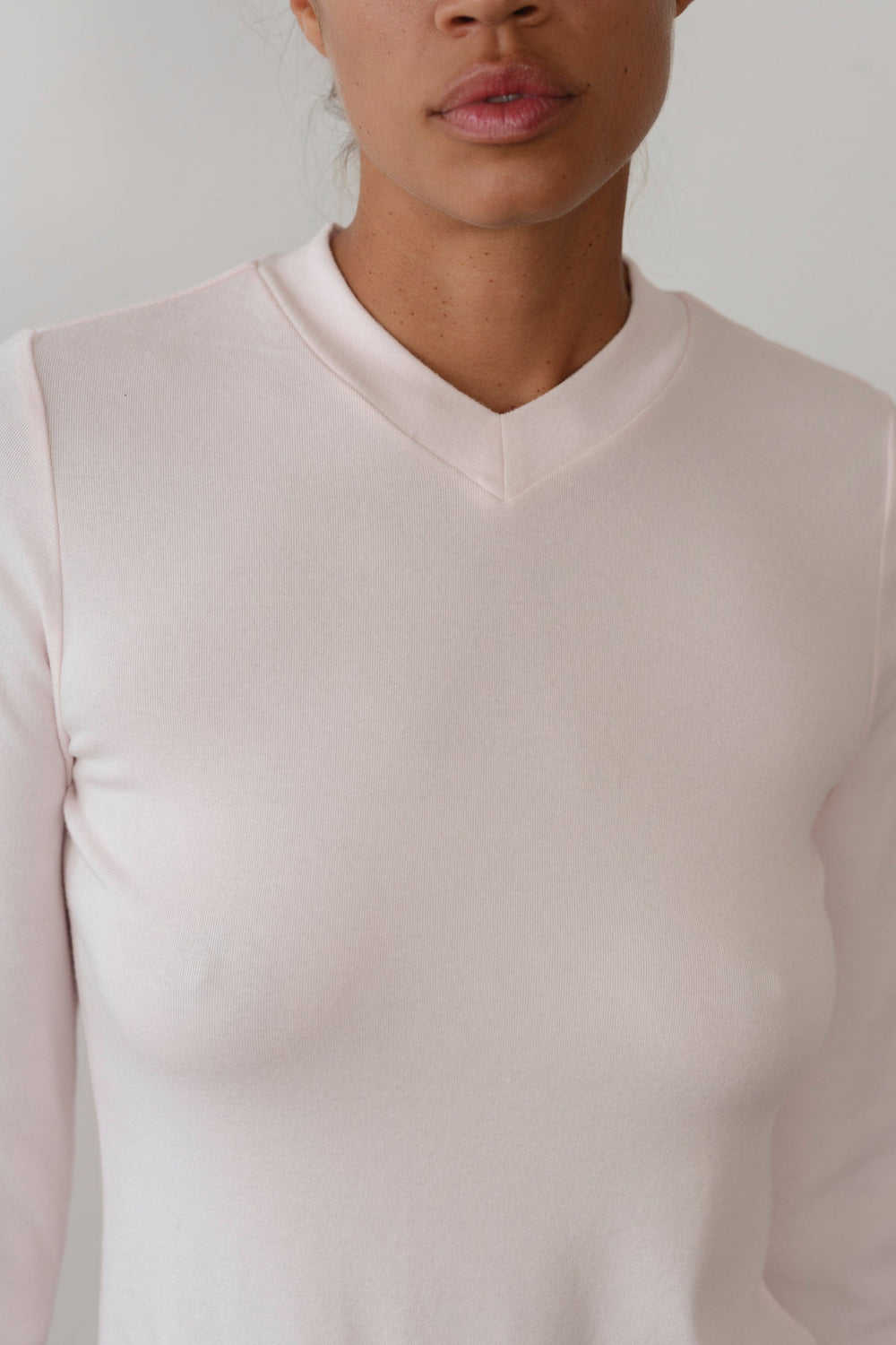 DONNI The Baby Rib V-Neck Long Sleeve - Ballerina