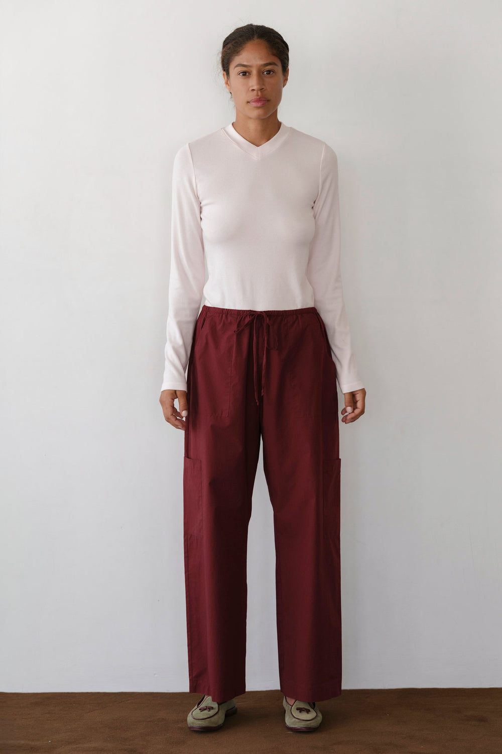 DONNI The Baby Rib V-Neck Long Sleeve - Ballerina