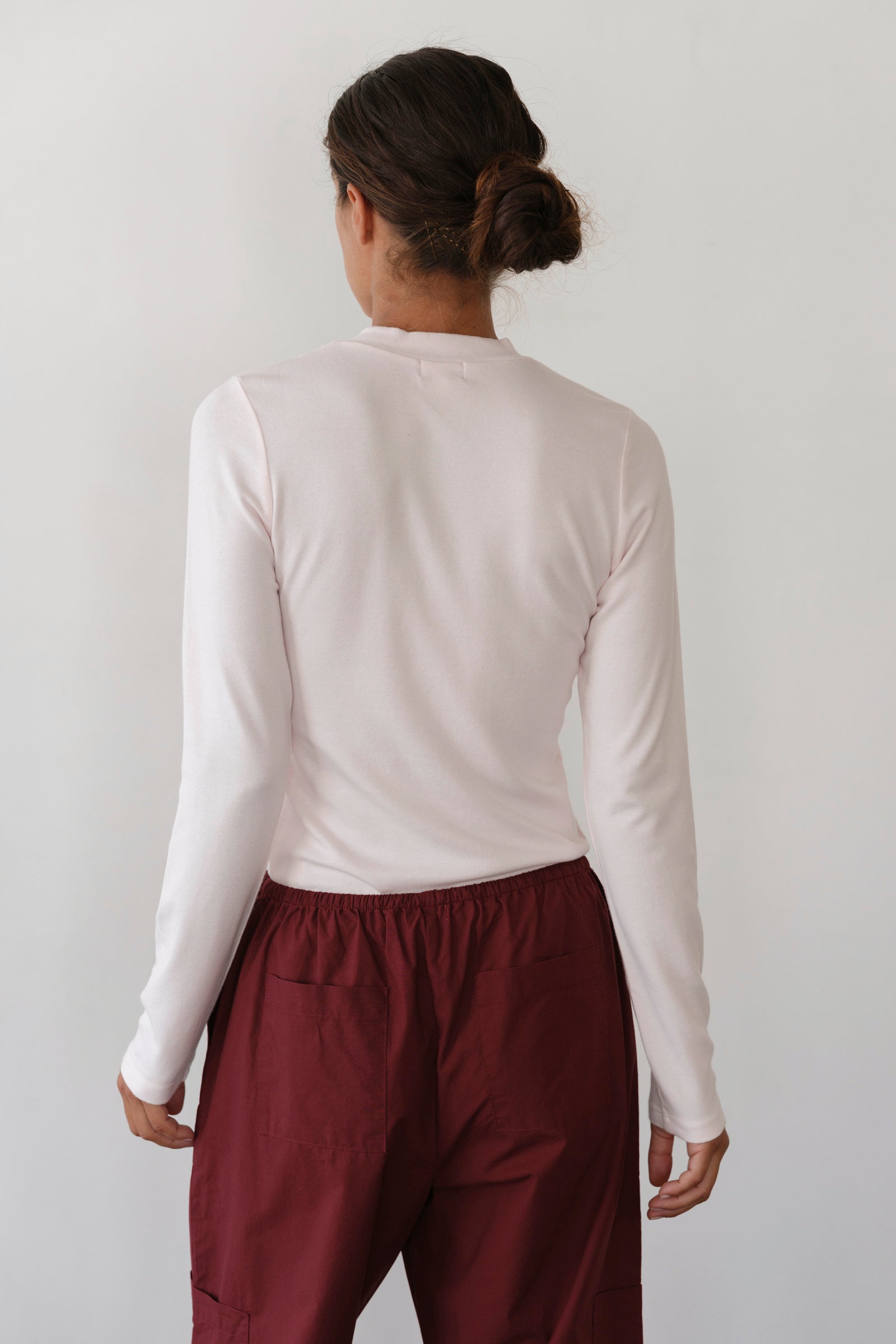 DONNI The Baby Rib V-Neck Long Sleeve - Ballerina
