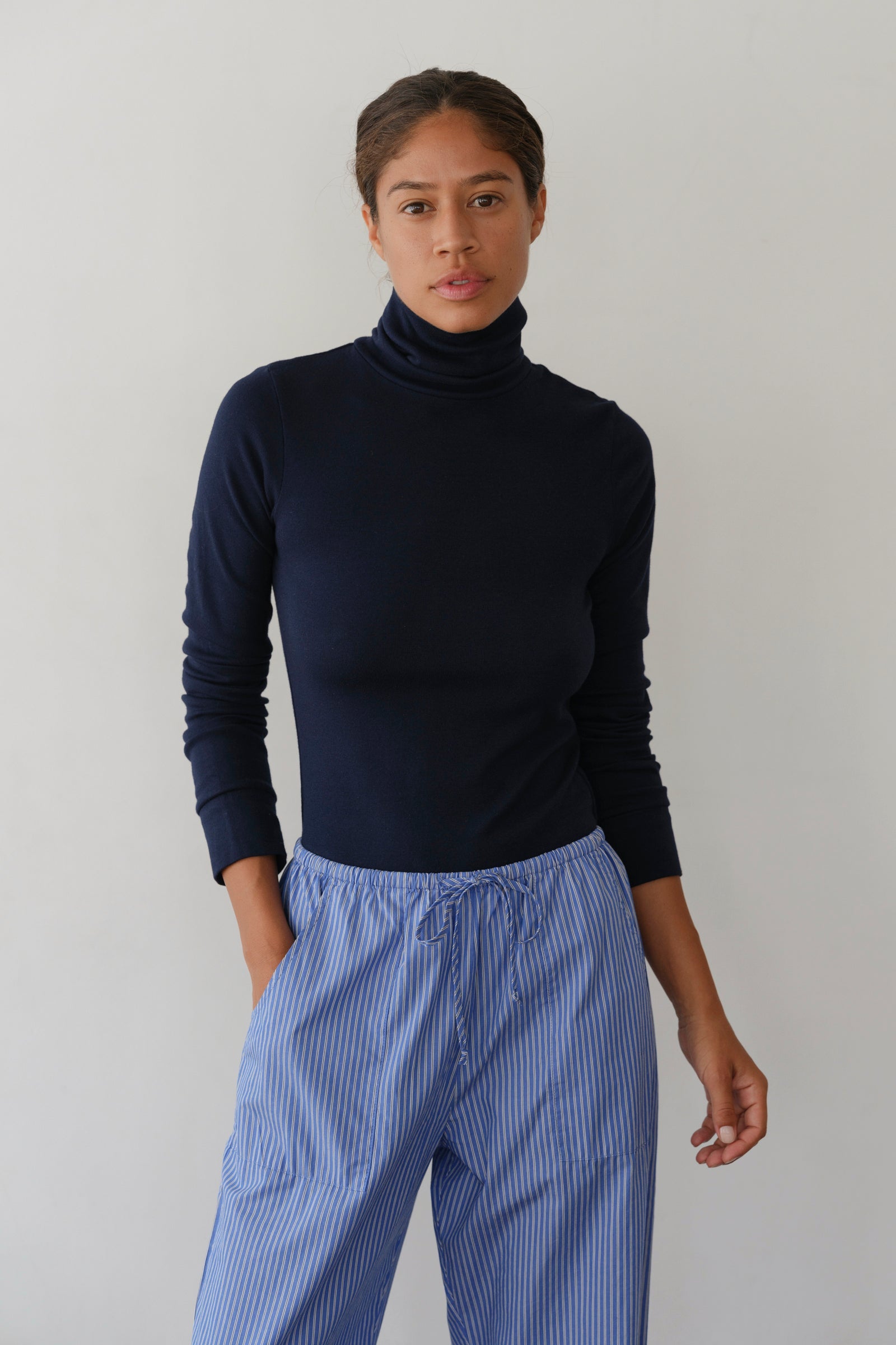 DONNI The Baby Rib Turtleneck - Navy