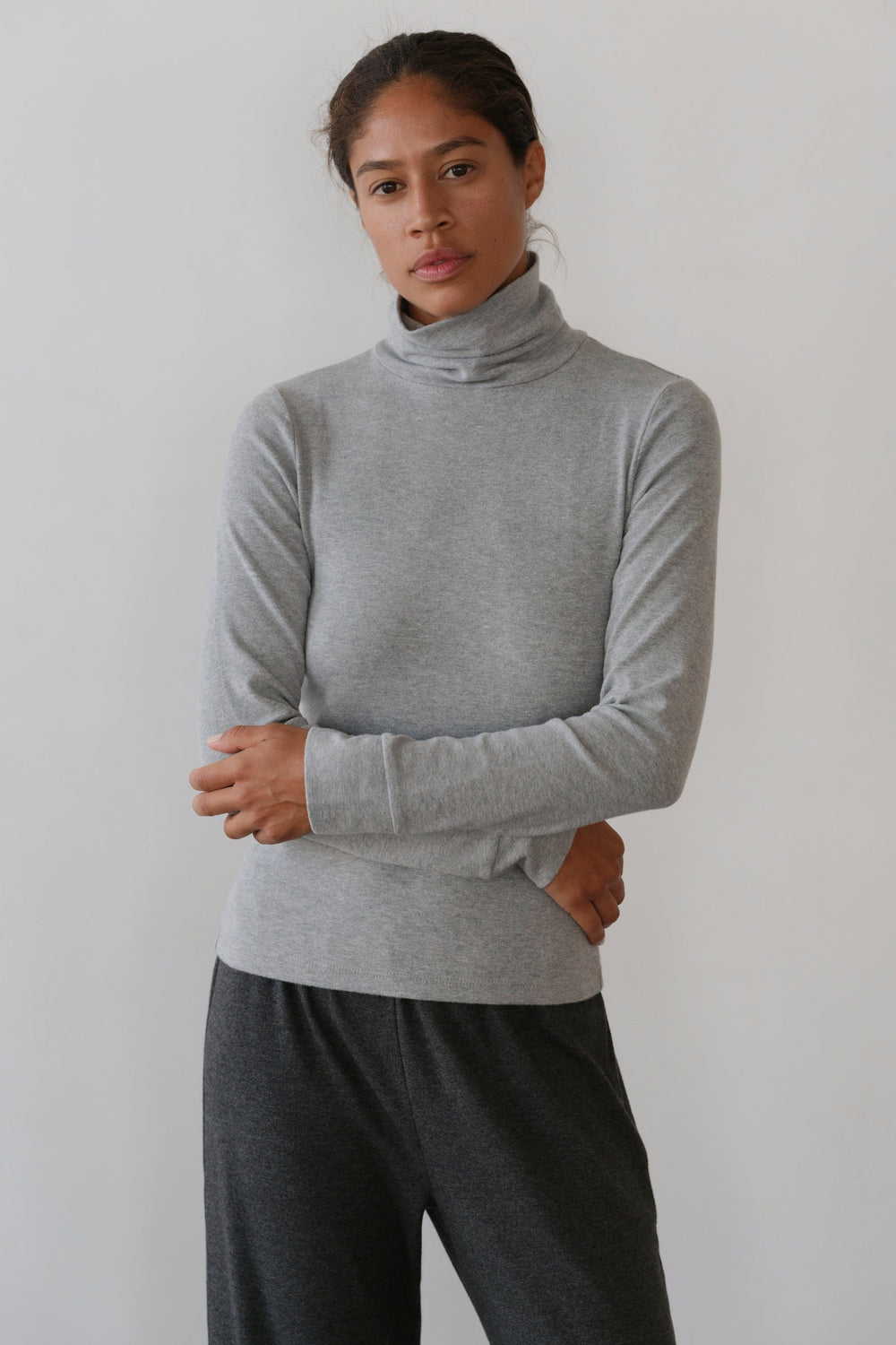 DONNI The Baby Rib Turtleneck - Heather-Grey