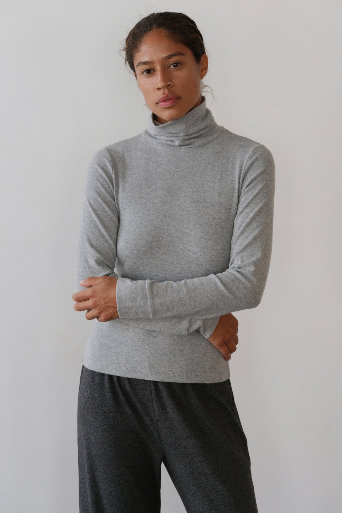 DONNI The Baby Rib Turtleneck - Heather-Grey