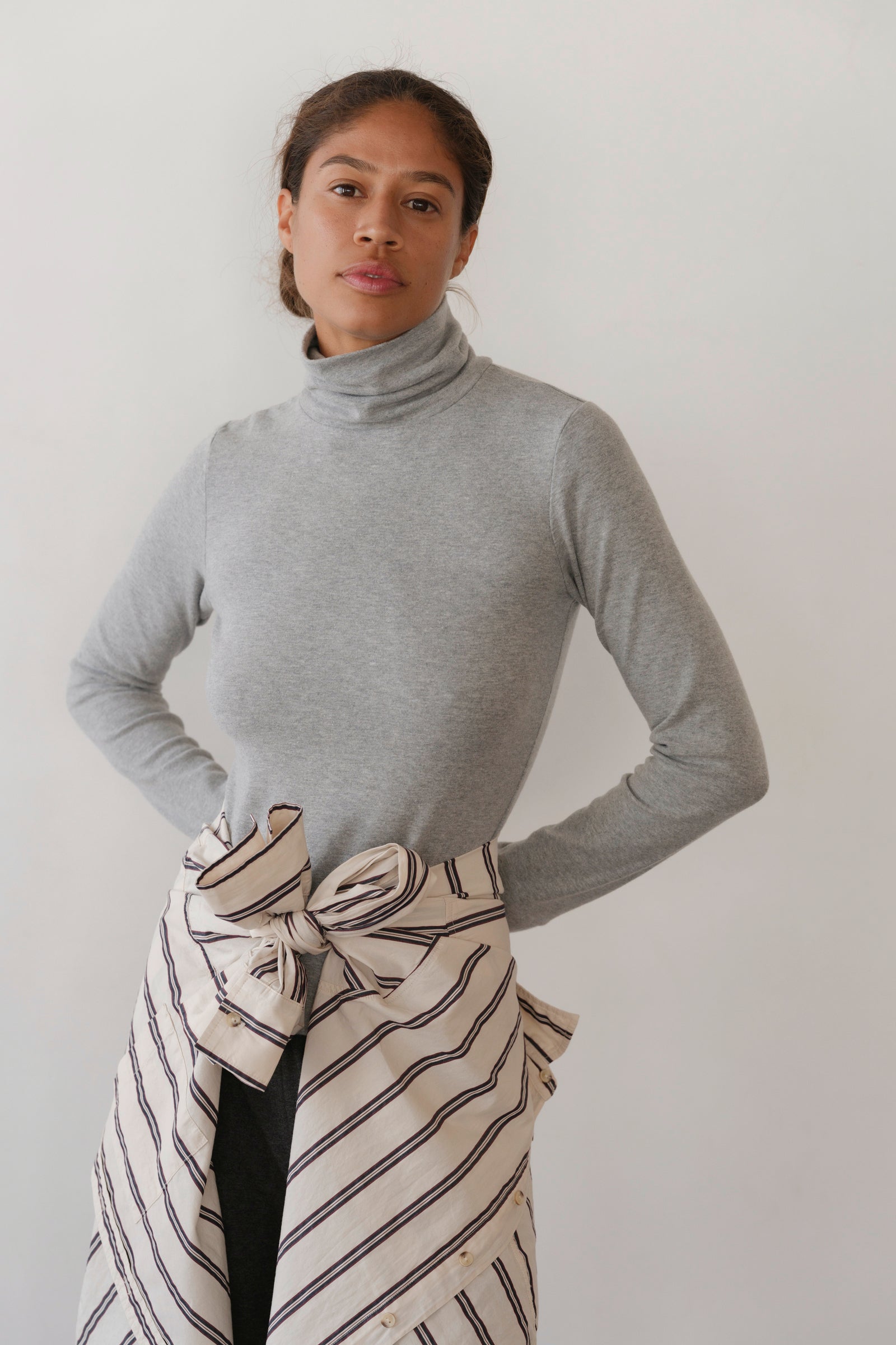 DONNI The Baby Rib Turtleneck - Heather-Grey