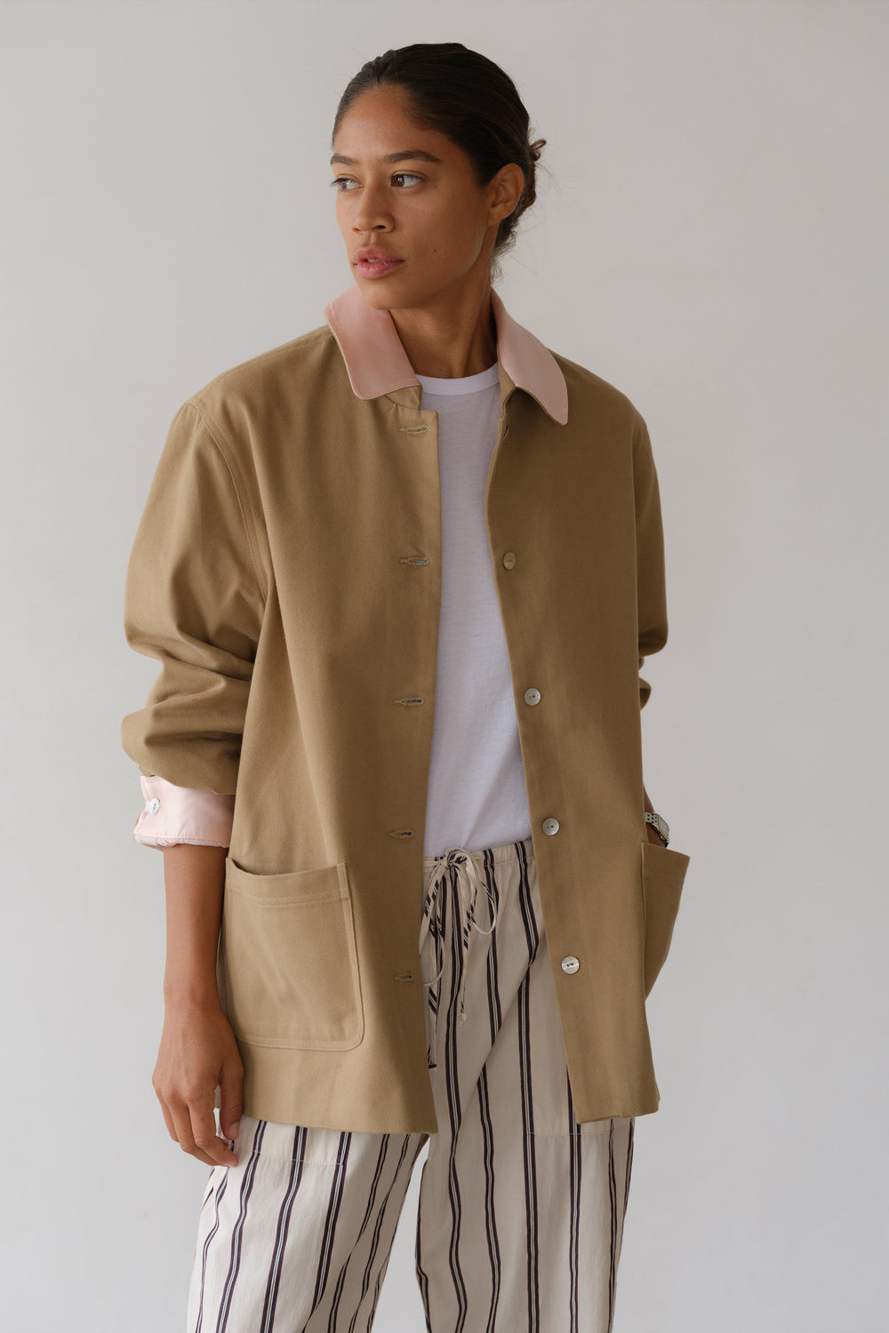 DONNI The Chino Contrast Jacket - Khaki-Ballerina