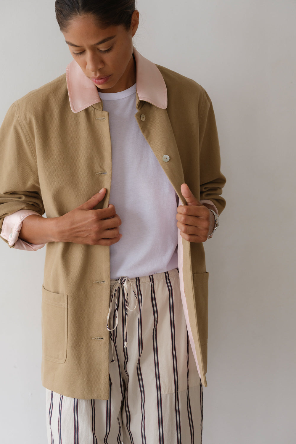 DONNI The Chino Contrast Jacket - Khaki-Ballerina