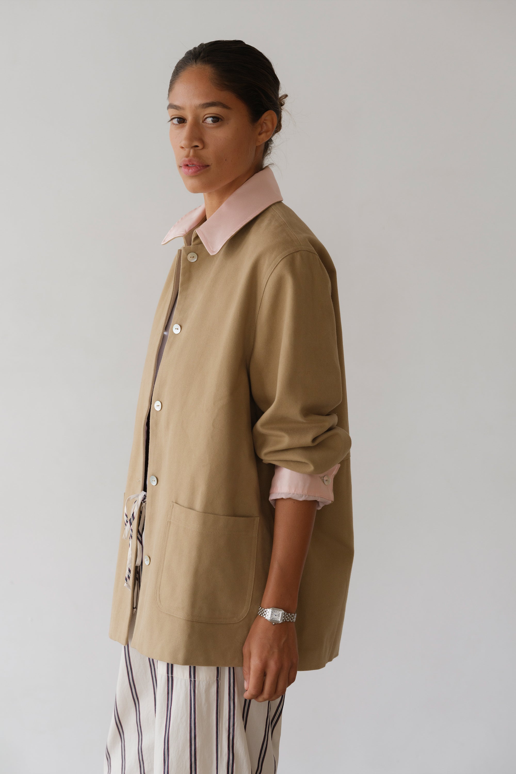DONNI The Chino Contrast Jacket - Khaki-Ballerina
