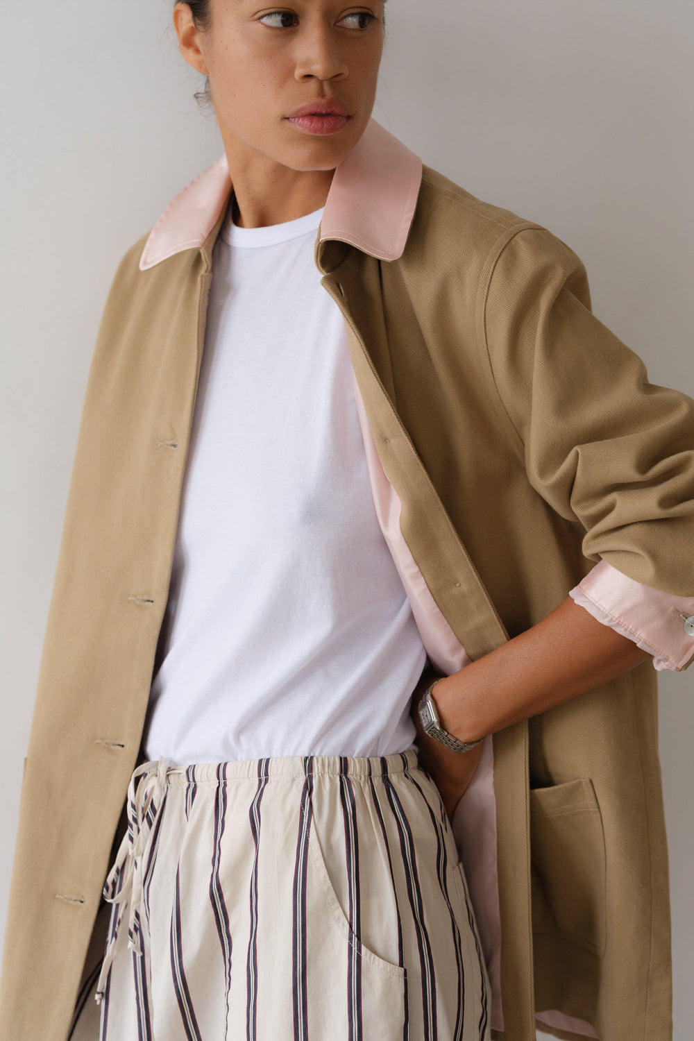 DONNI The Chino Contrast Jacket - Khaki-Ballerina