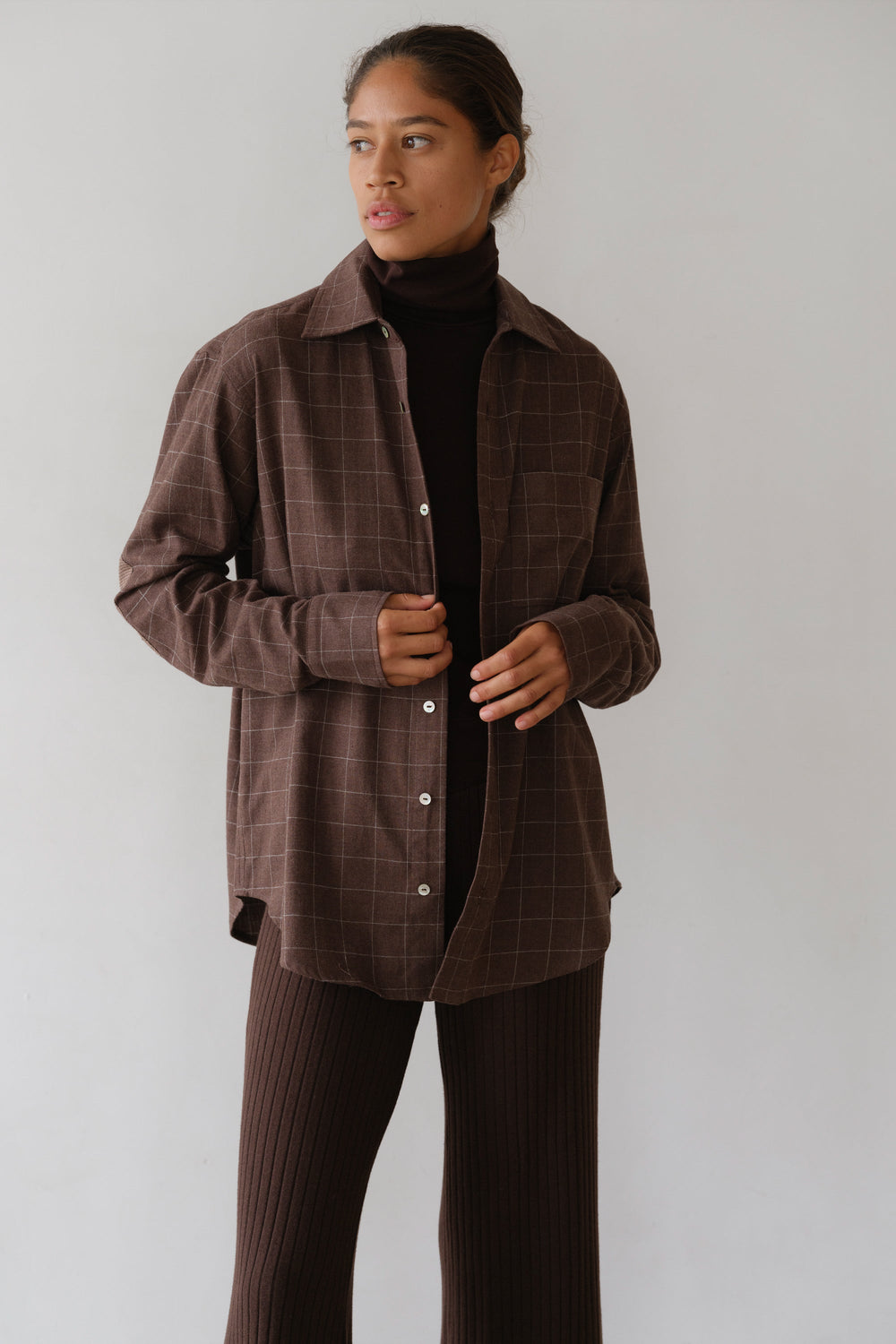 DONNI The Flannel Windowpane Shirt - Espresso