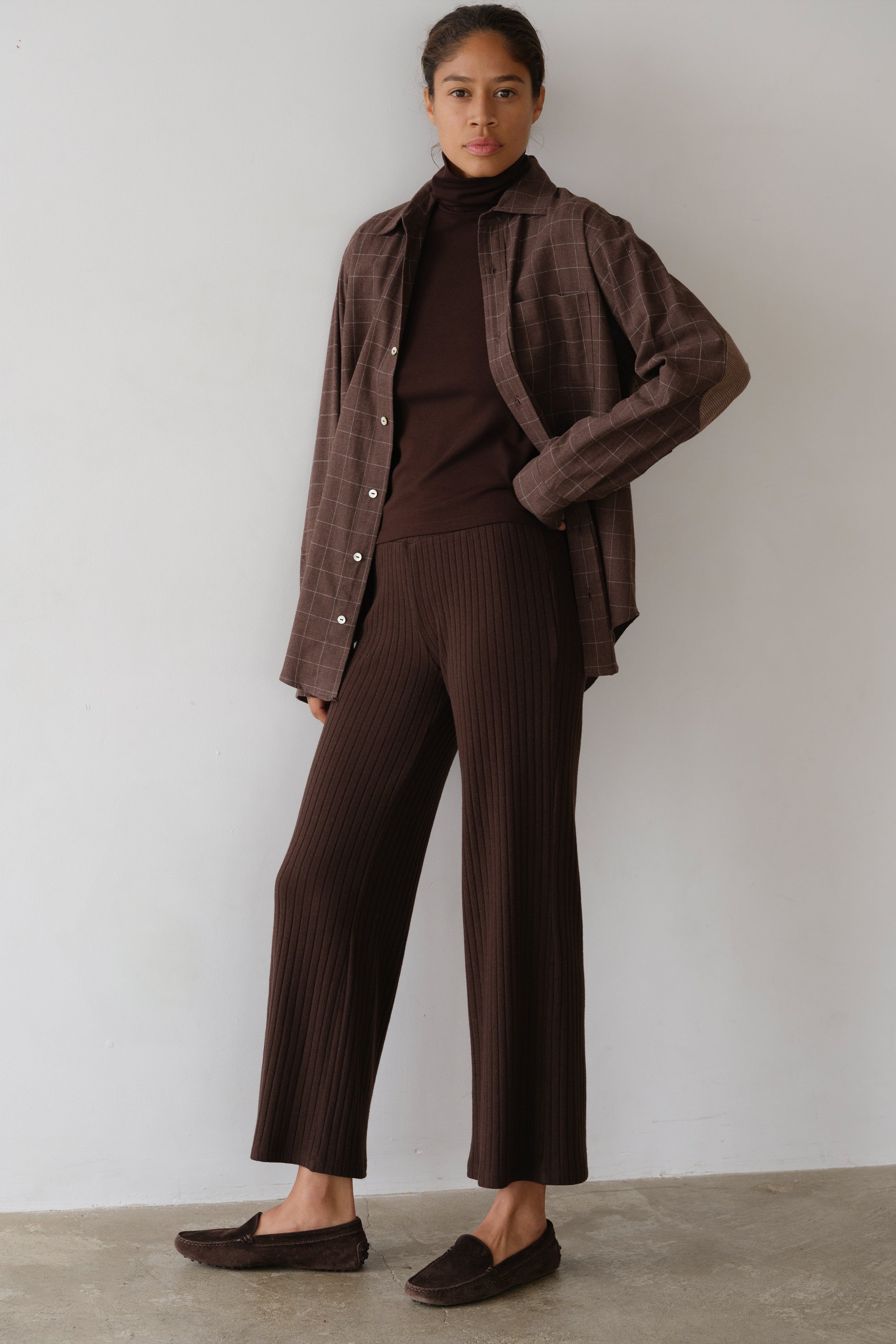 DONNI The Flannel Windowpane Shirt - Espresso