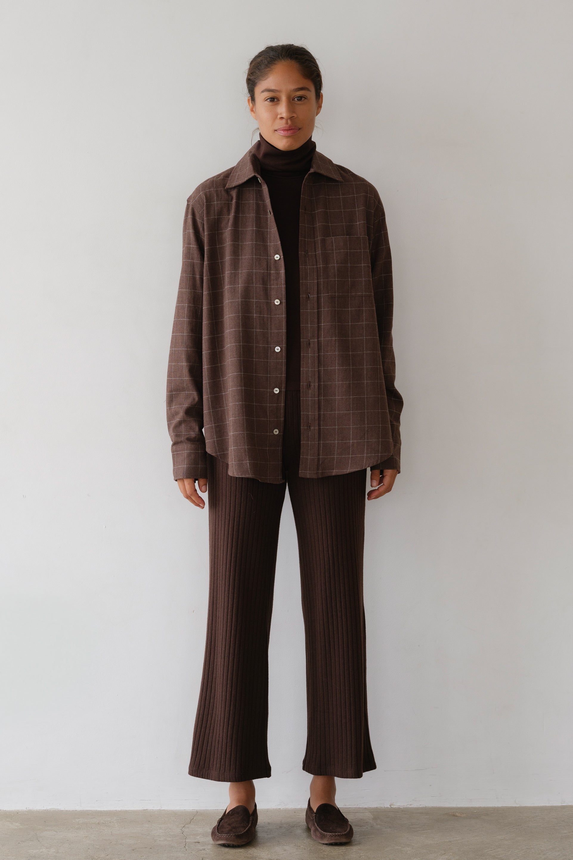 DONNI The Flannel Windowpane Shirt - Espresso