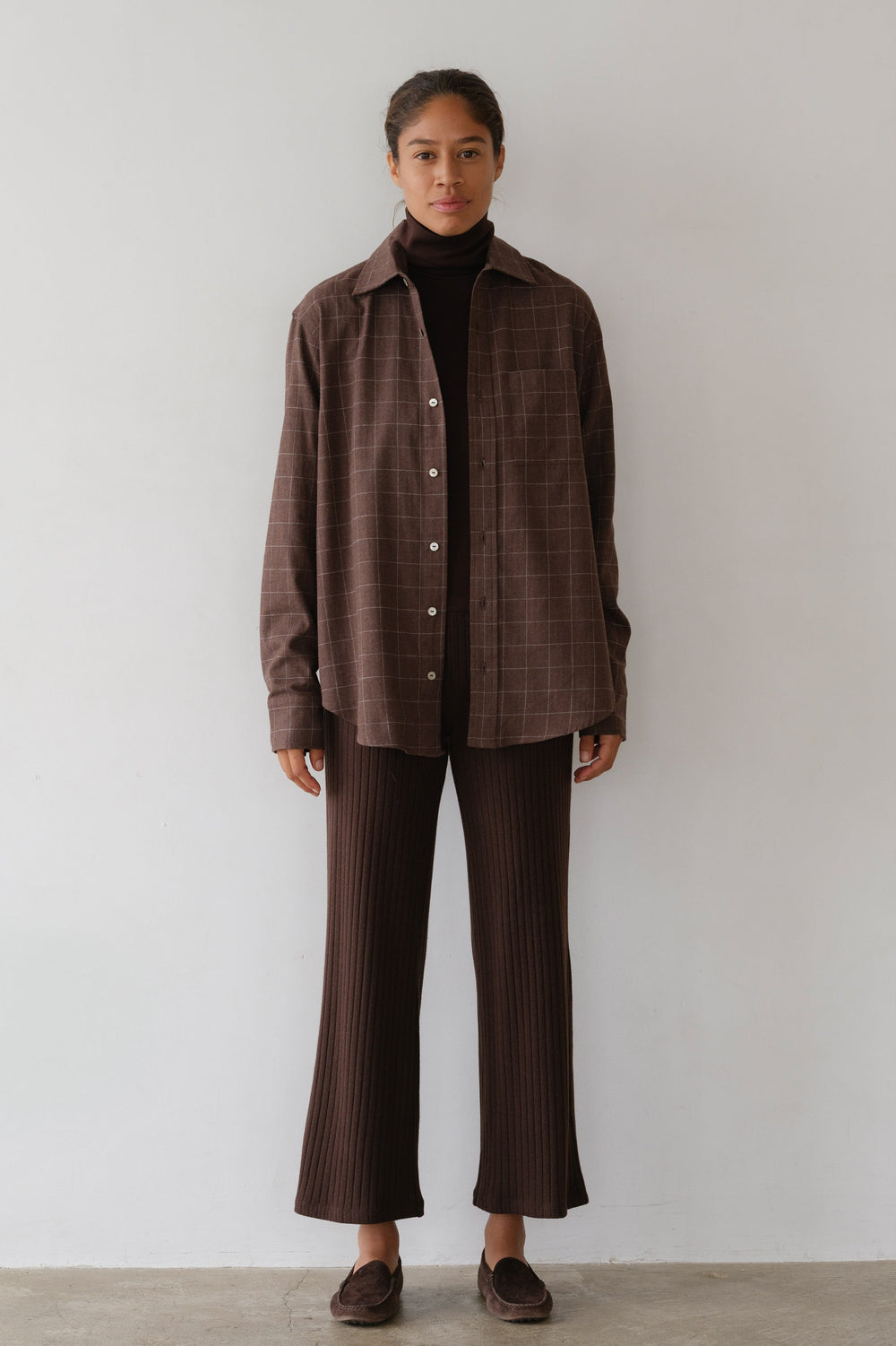 DONNI The Flannel Windowpane Shirt - Espresso