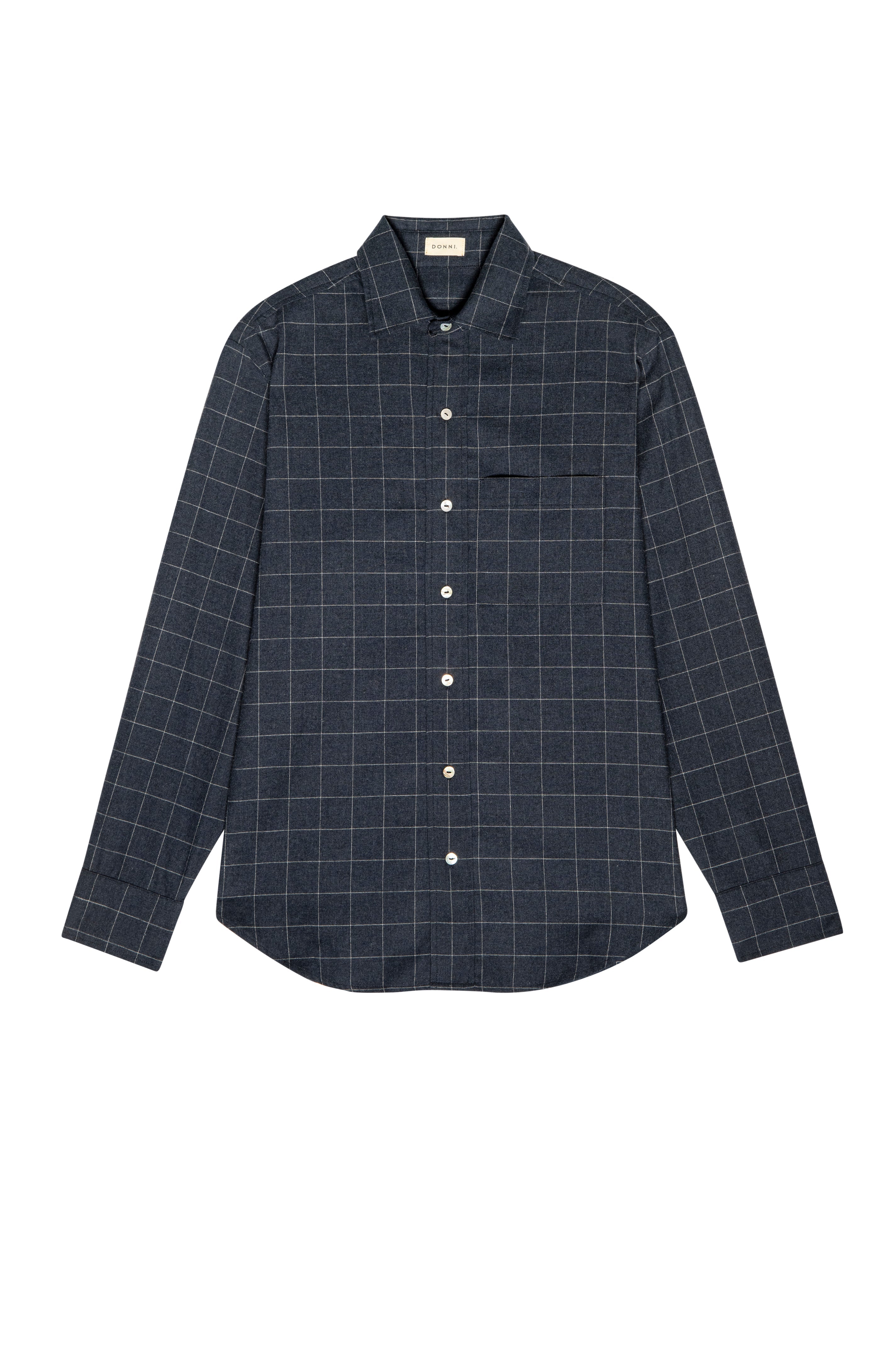 DONNI The Flannel Windowpane Shirt - Navy