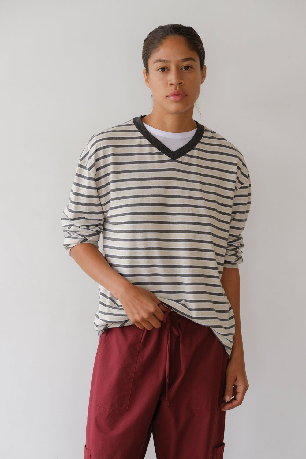 DONNI The Jersey Boyfriend V-Neck - Oatmeal