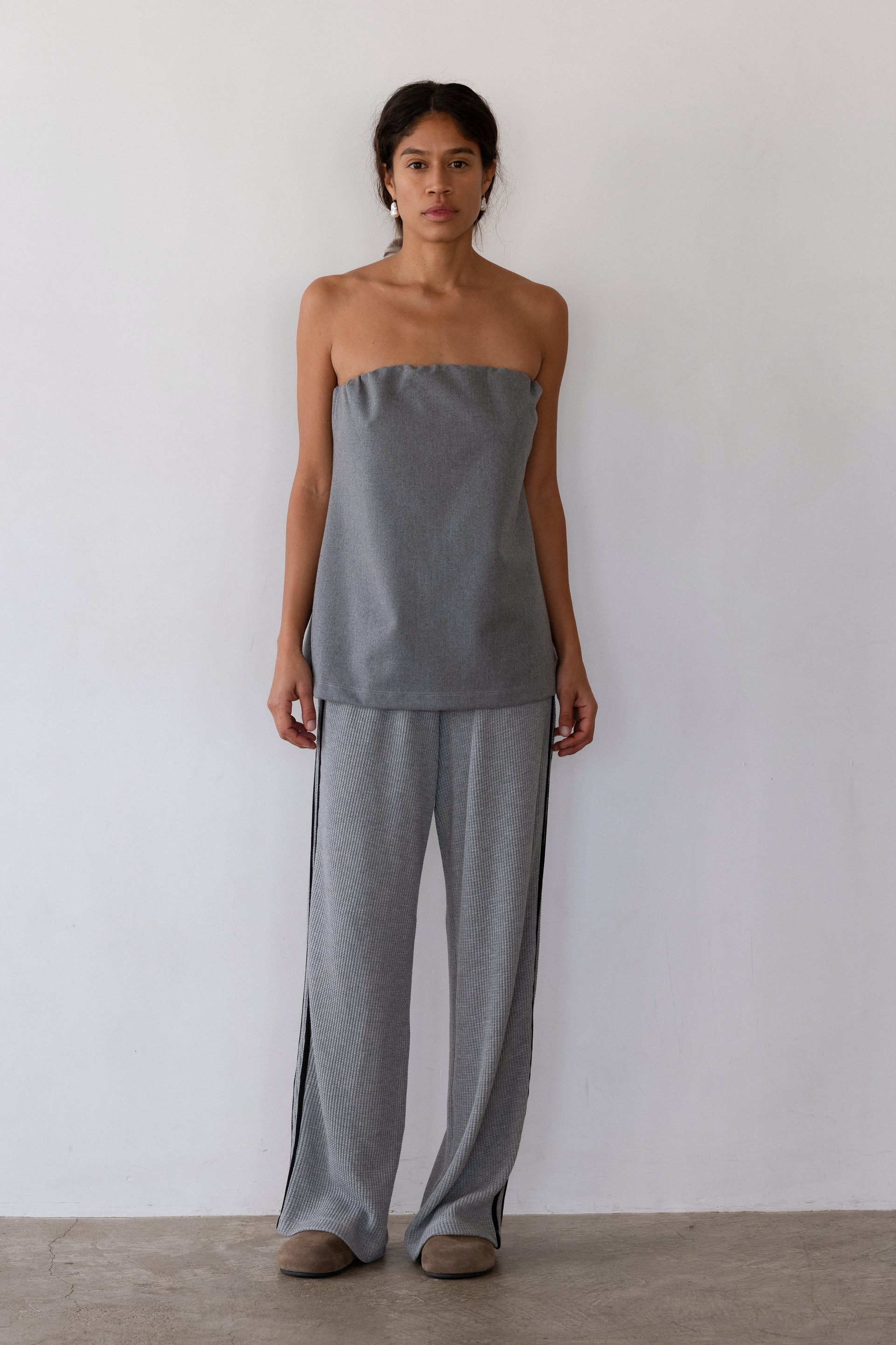 DONNI The Flannel Tube Top - Heather-Grey