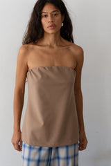 DONNI The Flannel Tube Top - Caramel