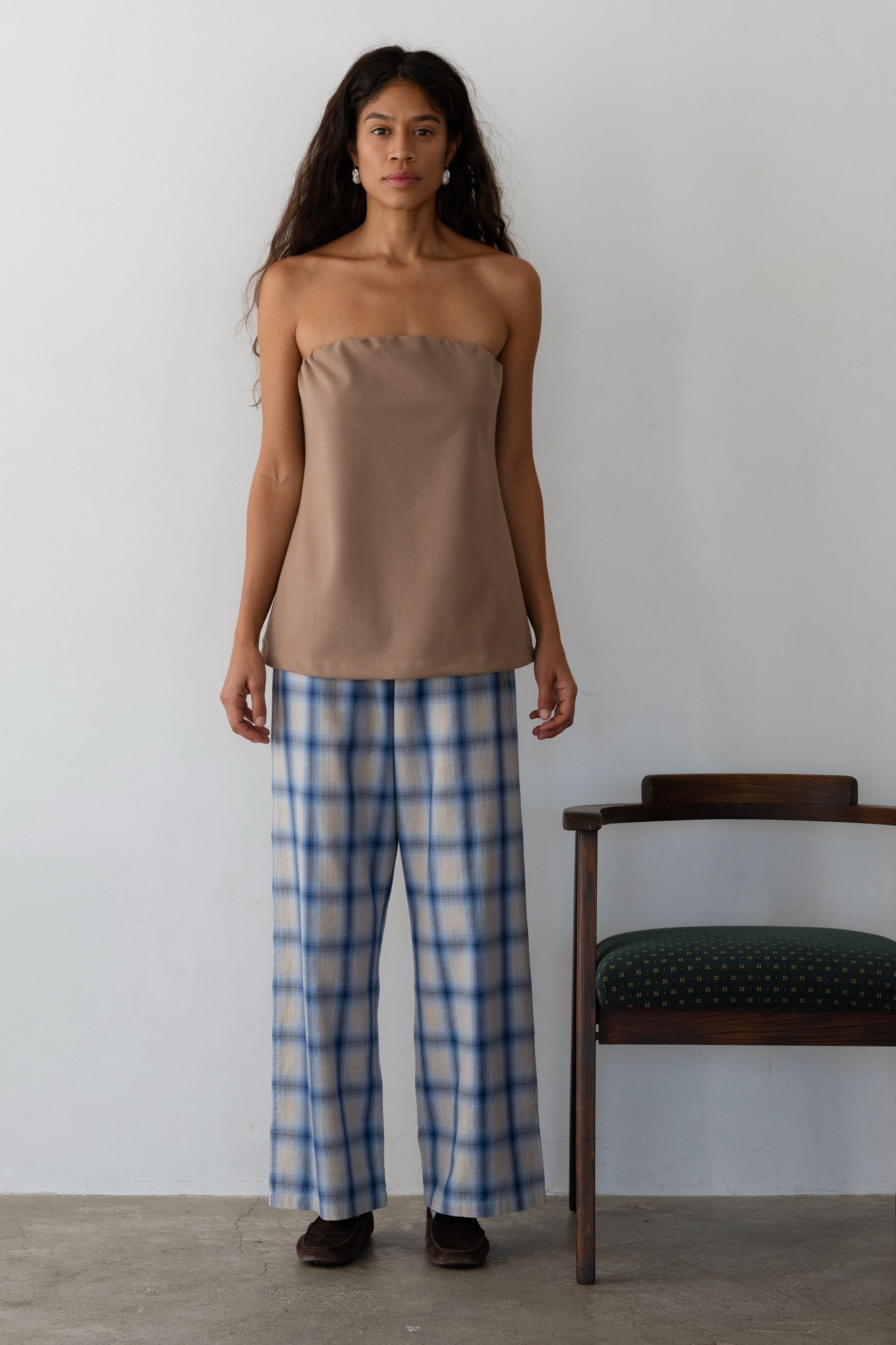 DONNI The Flannel Tube Top - Caramel