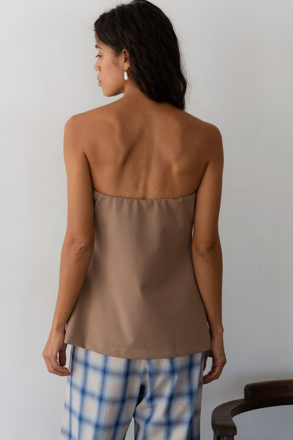 DONNI The Flannel Tube Top - Caramel