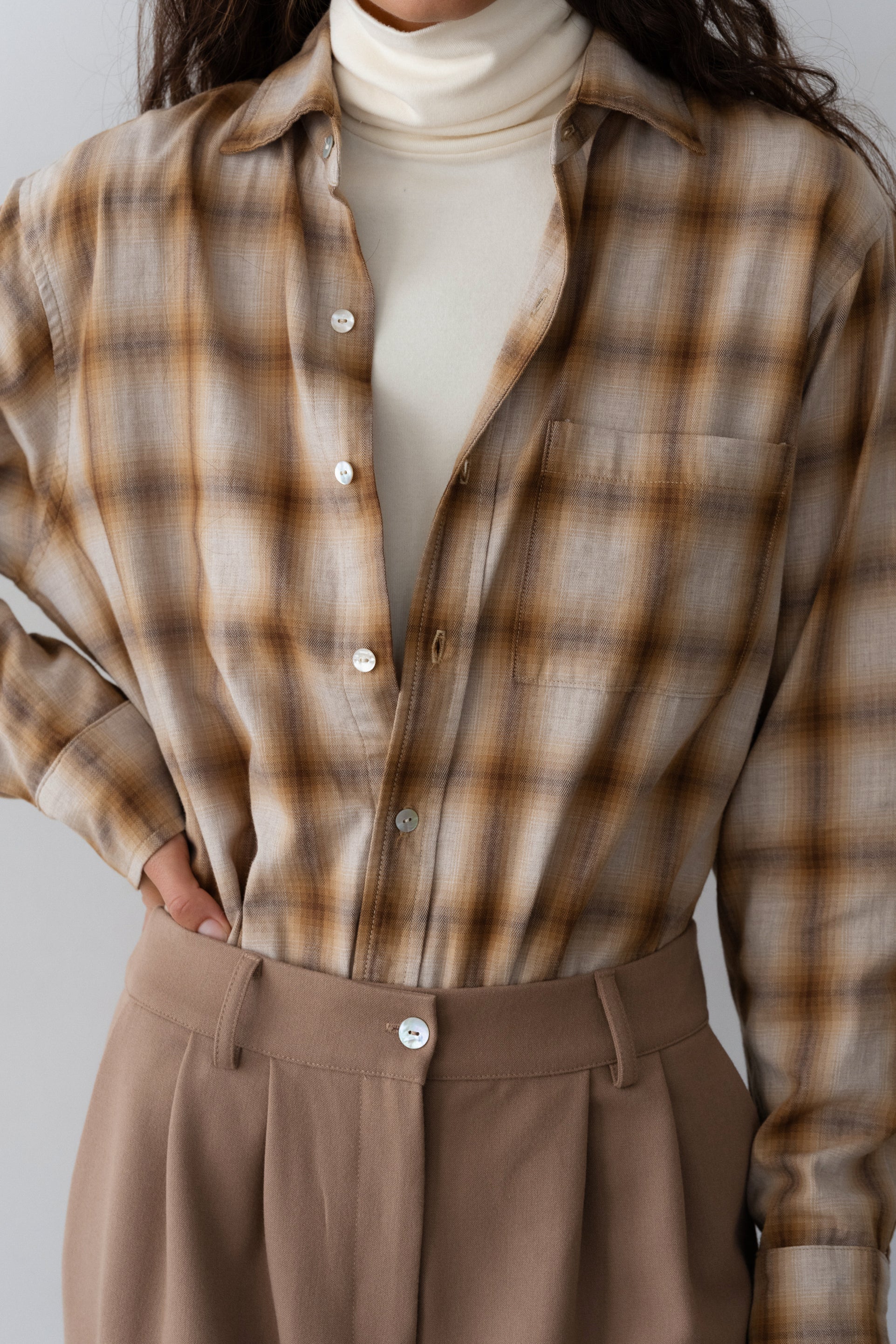 DONNI The Plaid Flannel Shirt - Caramel
