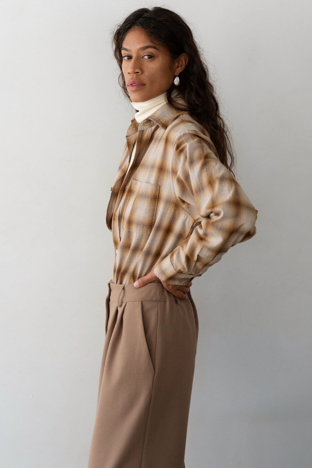 DONNI The Plaid Flannel Shirt - Caramel