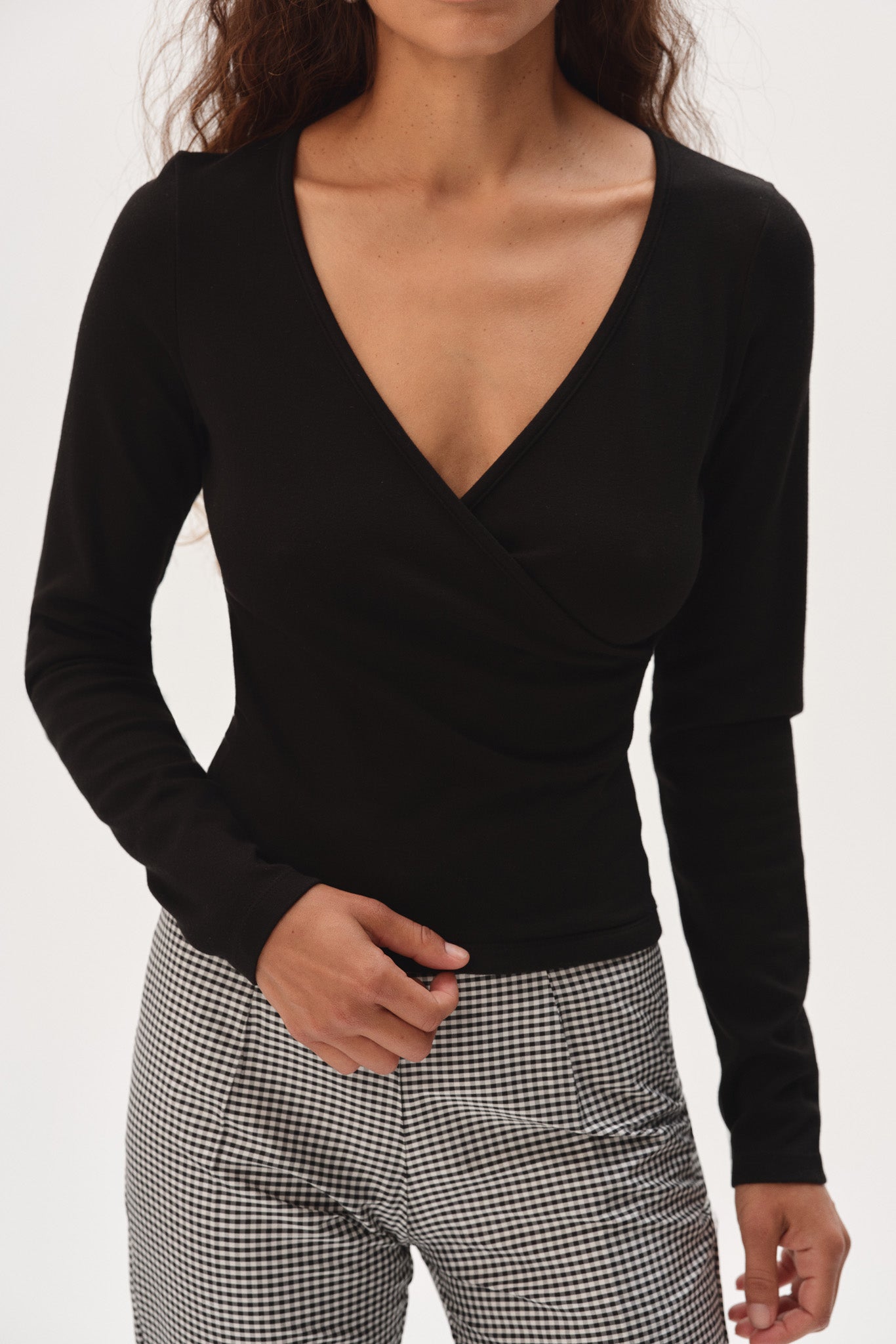 DONNI The Baby Rib Criss Cross Long Sleeve - Jet