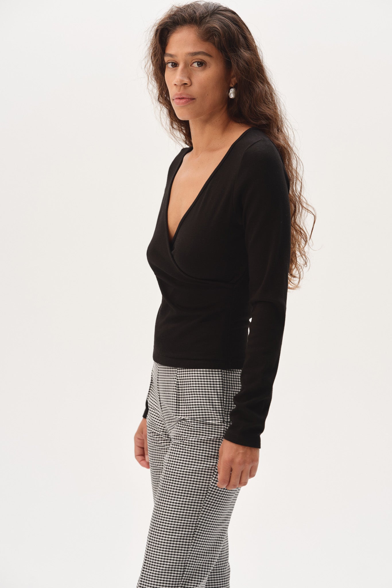 DONNI The Baby Rib Criss Cross Long Sleeve - Jet