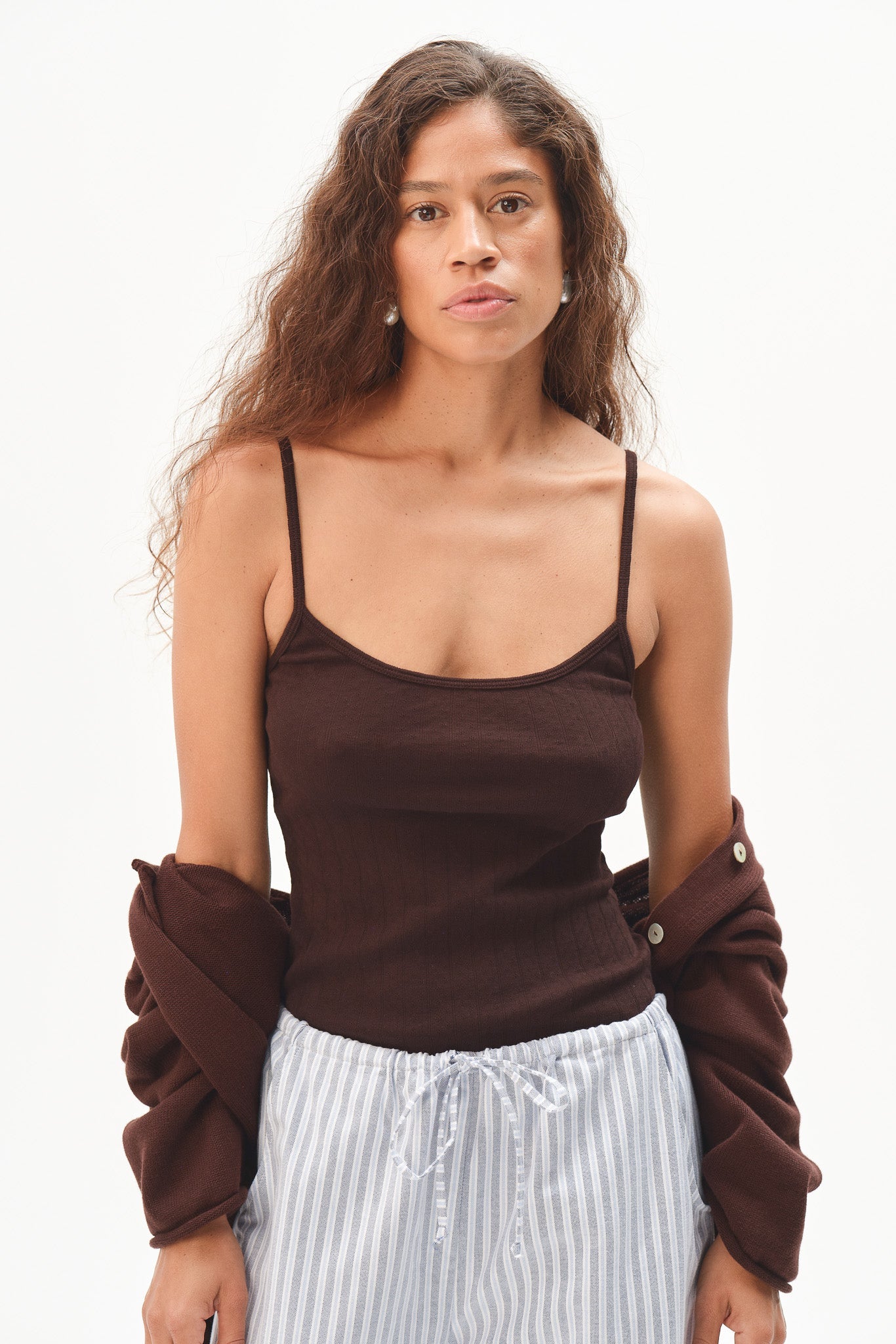 DONNI The Pointelle Cami Tank - Espresso