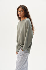 DONNI The Cotton Knit Boat Neck Sweater - sage