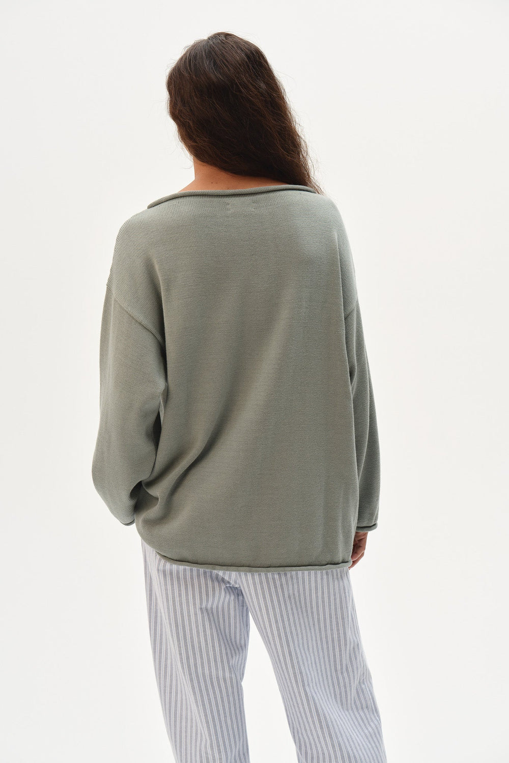 DONNI The Cotton Knit Boat Neck Sweater - sage