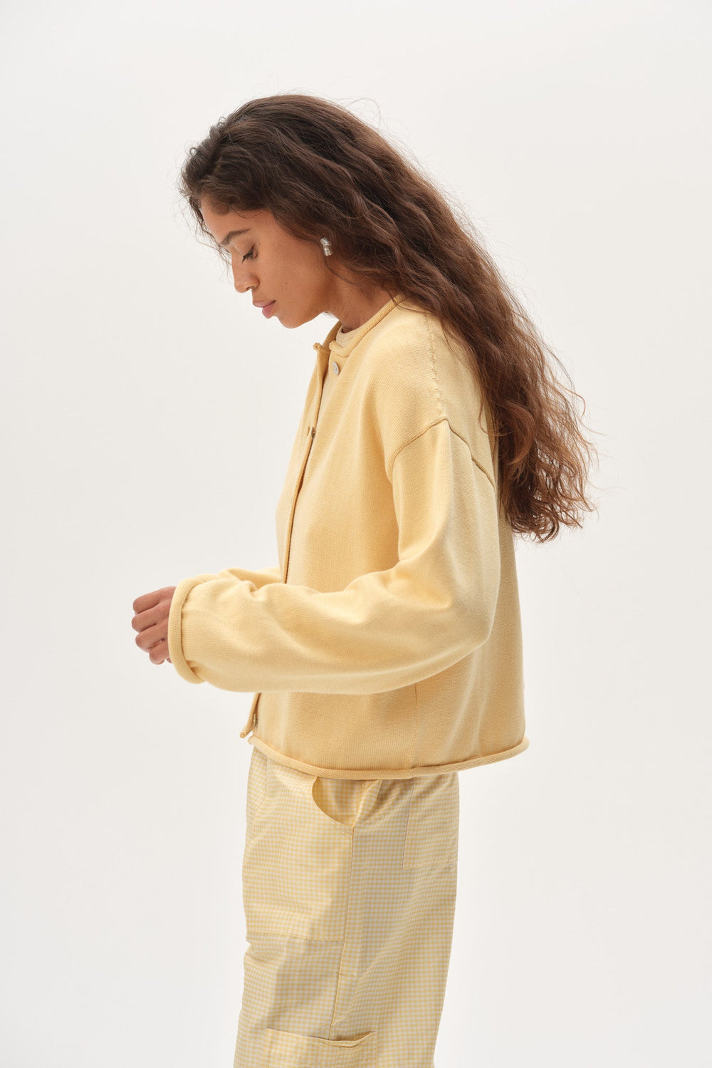 DONNI The Cotton Knit Roll Cardigan - Butter