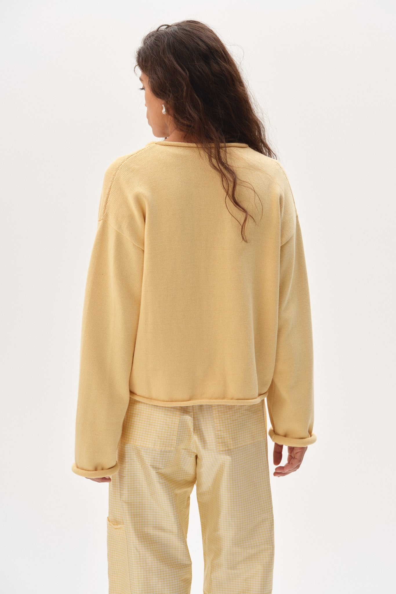 DONNI The Cotton Knit Roll Cardigan - Butter