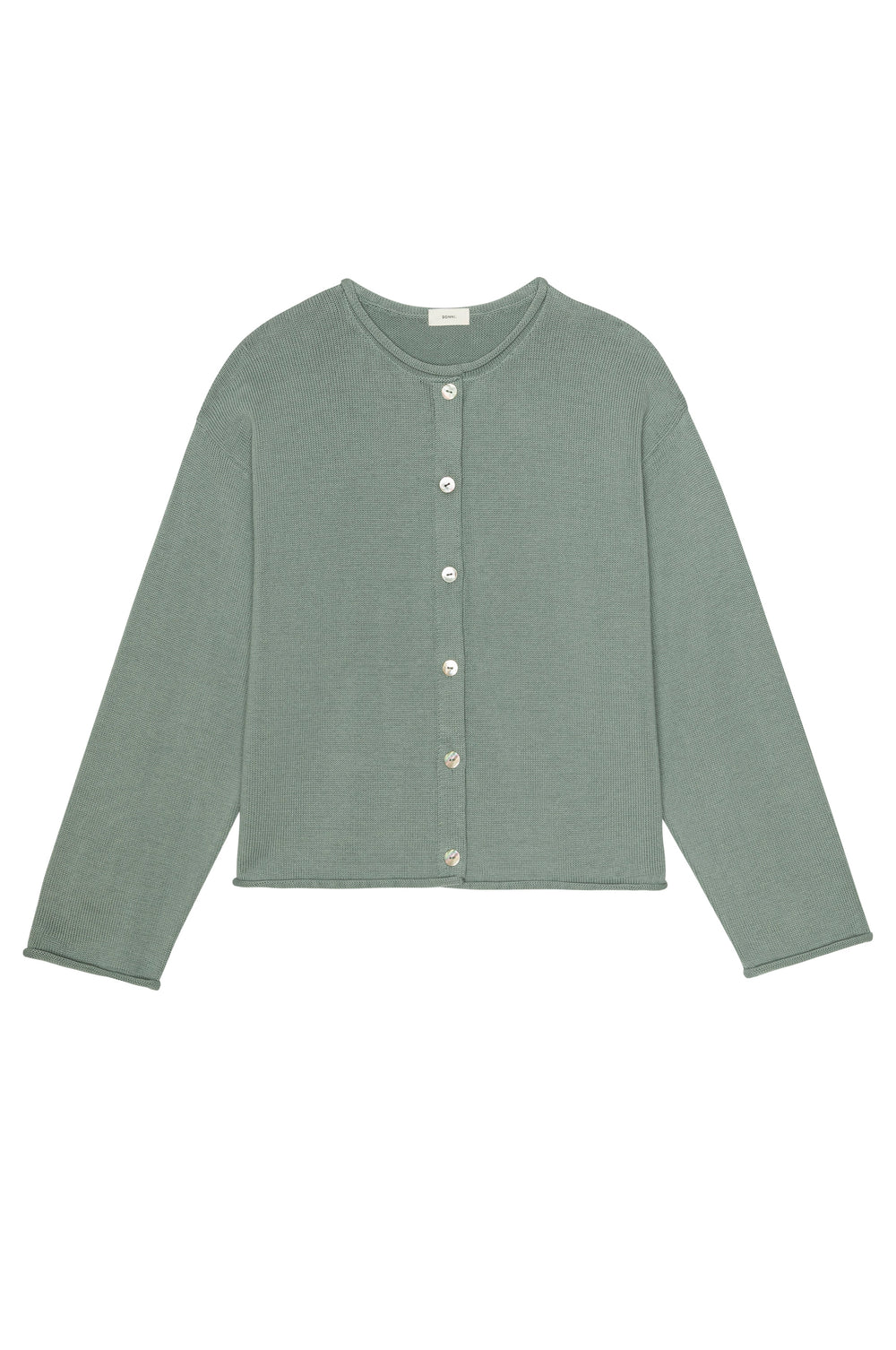 DONNI The Cotton Knit Roll Cardigan - sage