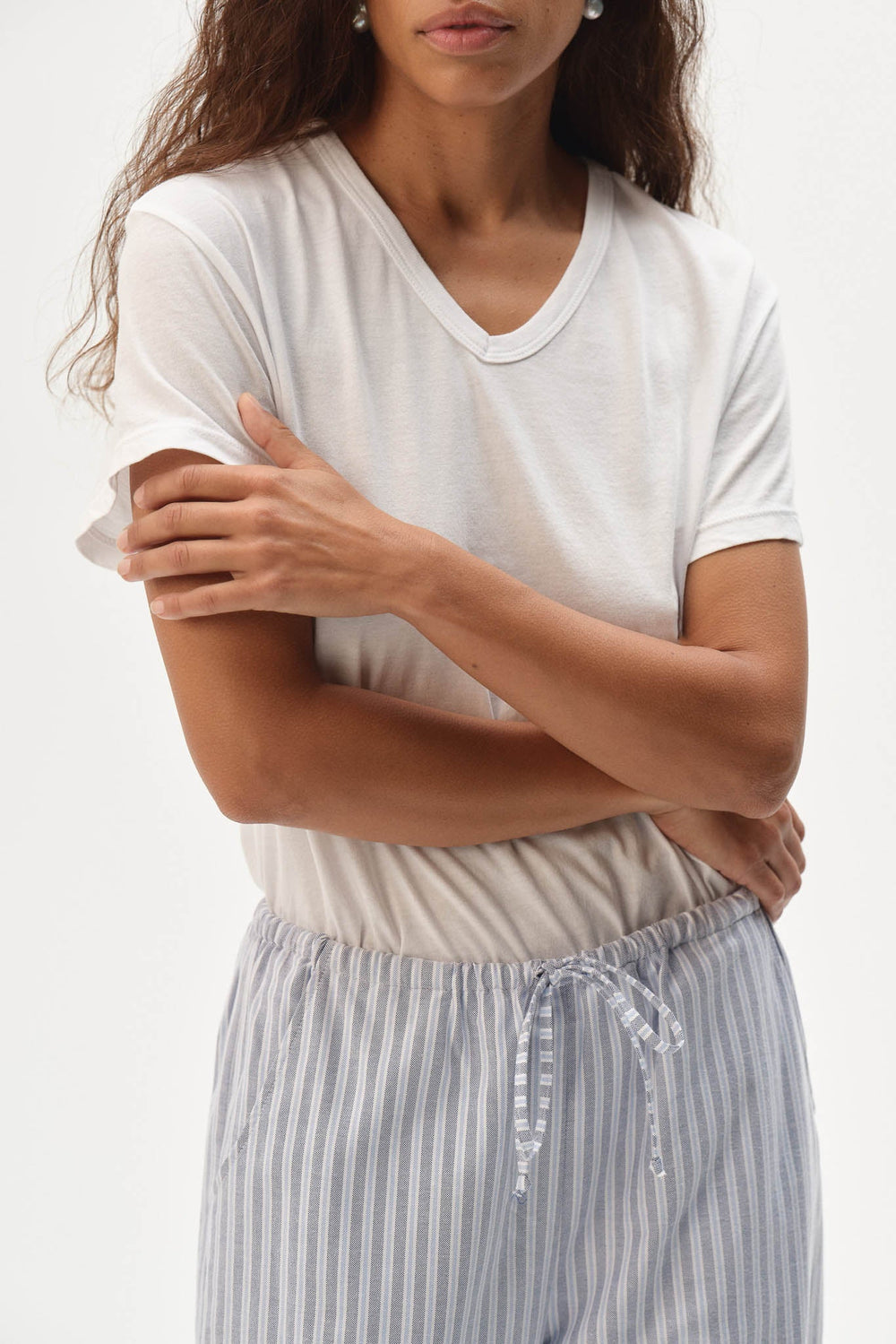 DONNI The Jersey V-Neck Tee - Powder