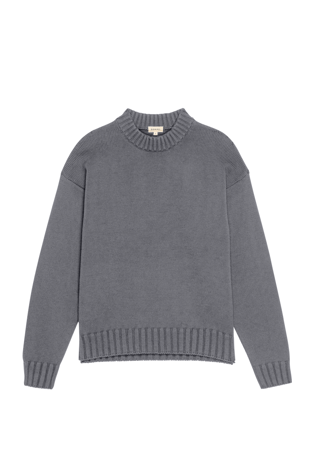 DONNI The Cotton Cashmere Crewneck Sweater - Charcoal-Grey
