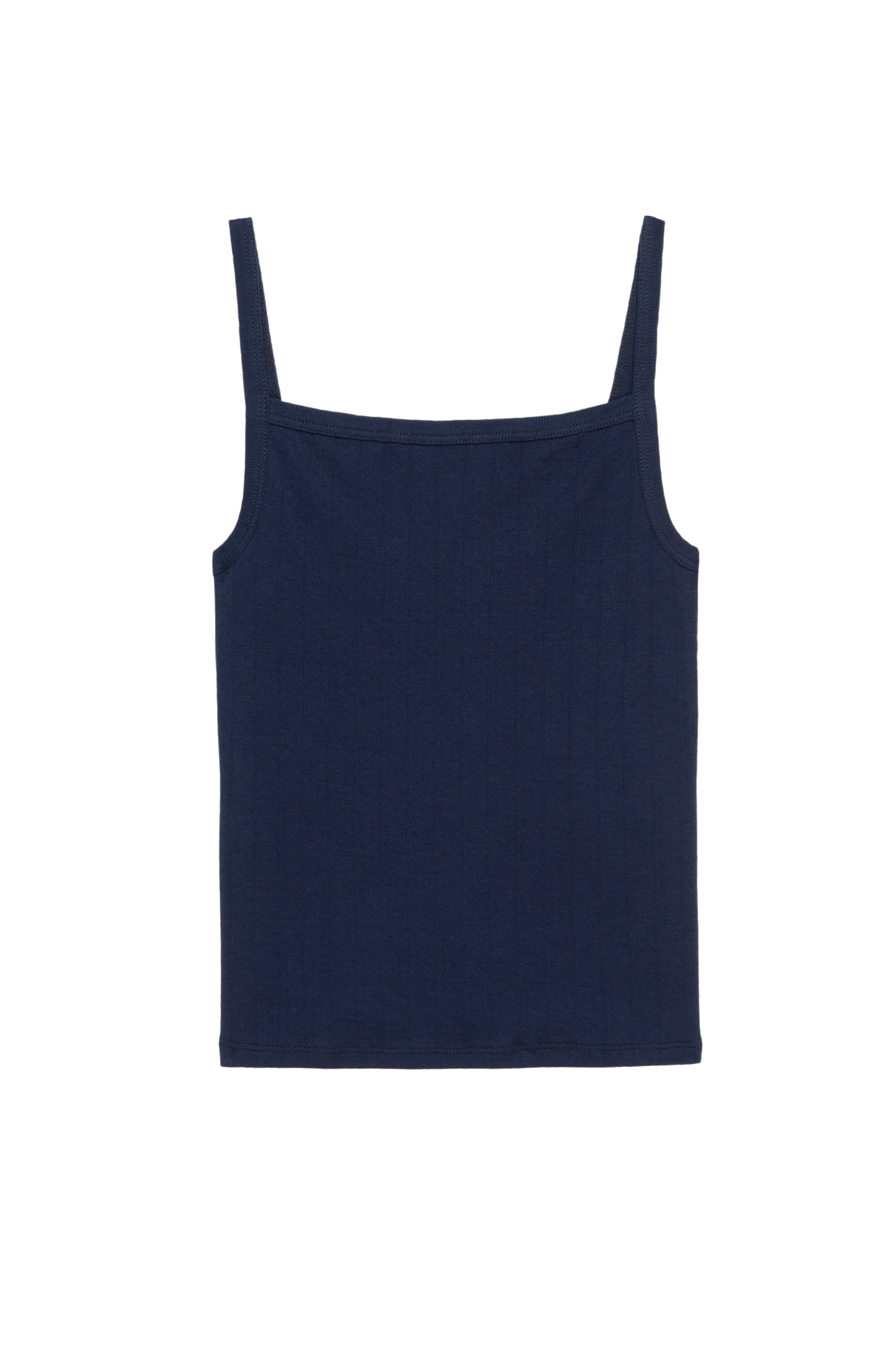 DONNI The Pointelle Square Neck Tank - Navy