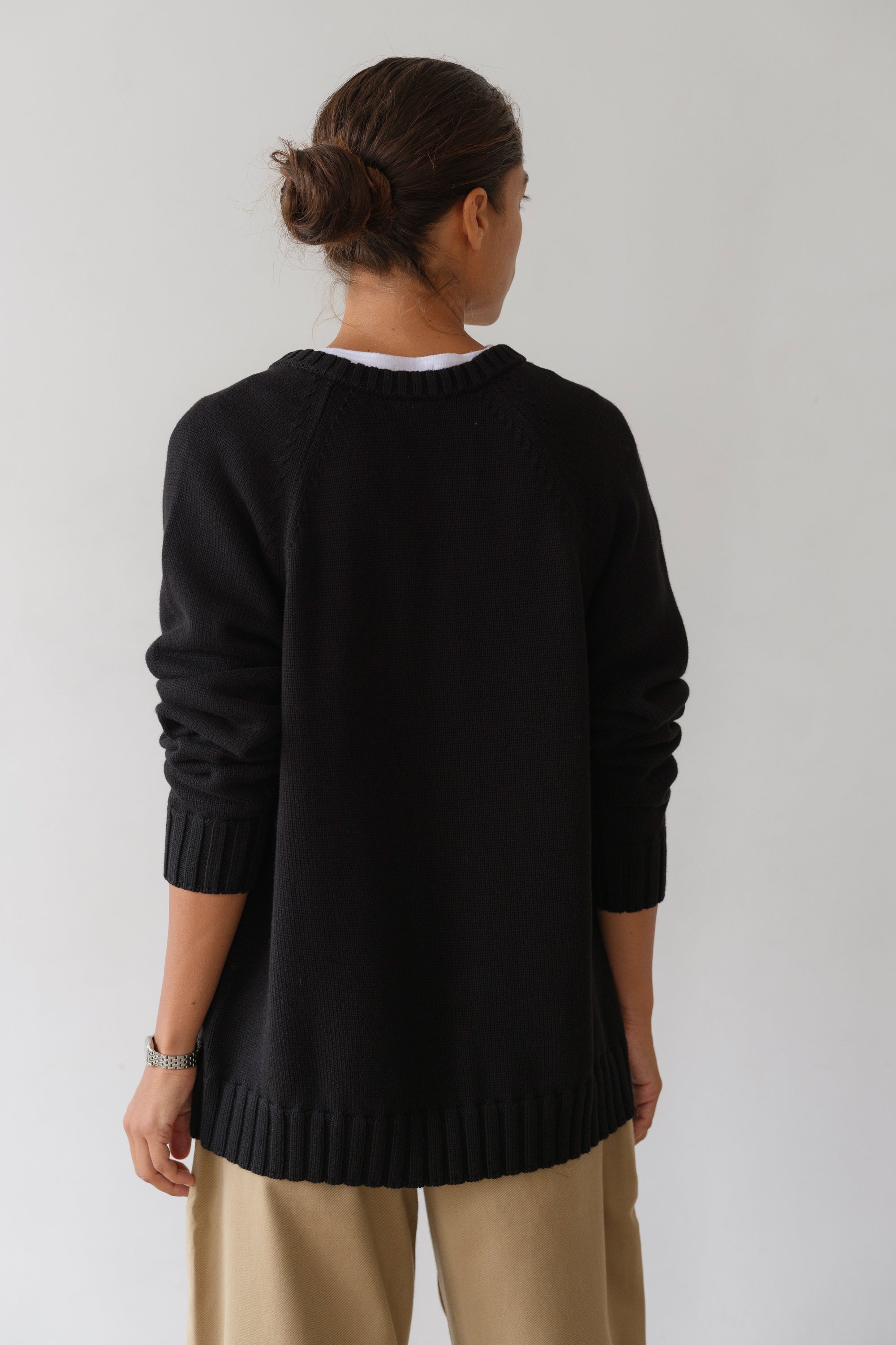 DONNI The Cotton Cashmere V-Neck Sweater - Jet
