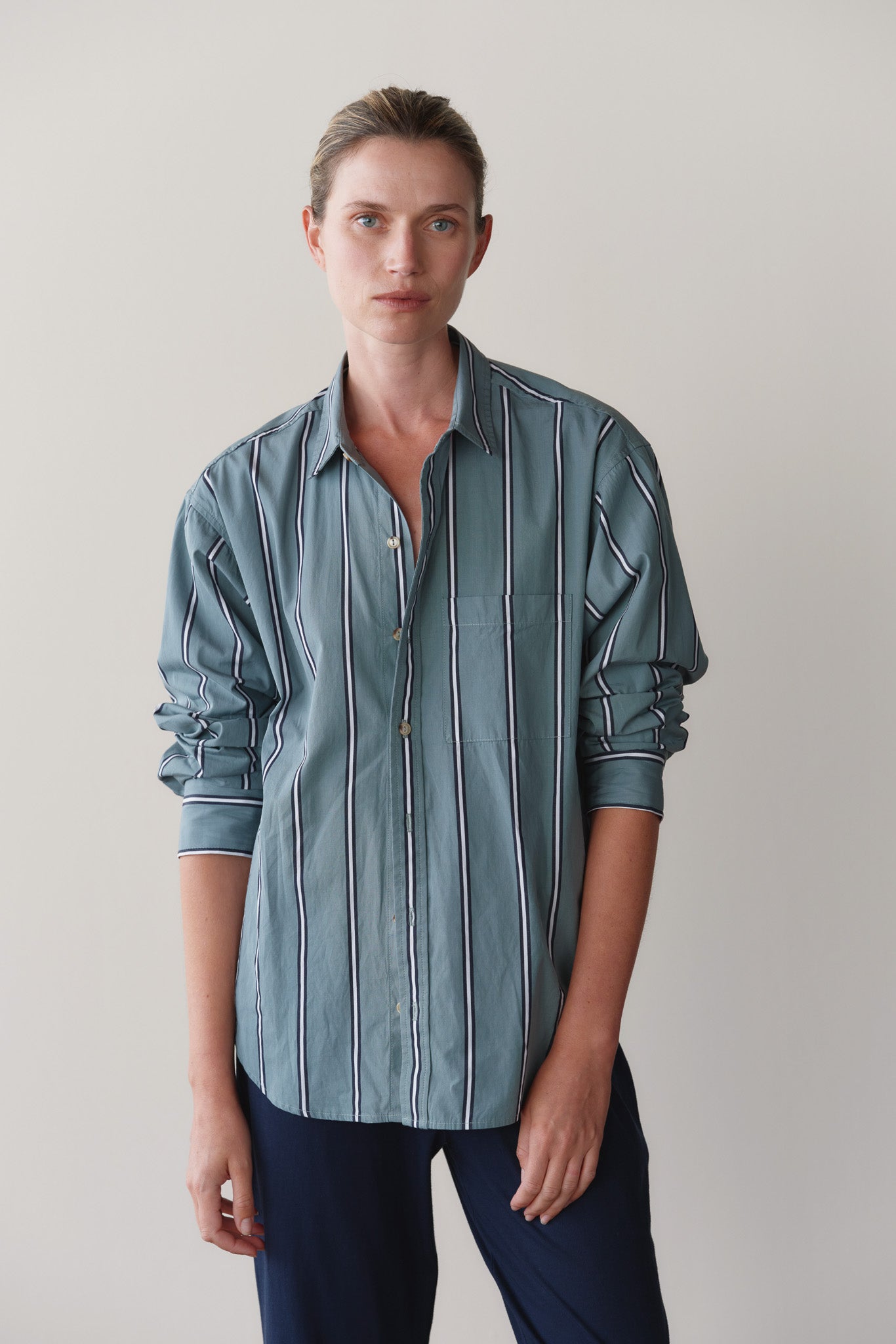 DONNI The Pop Shirt - Sage-Stripe