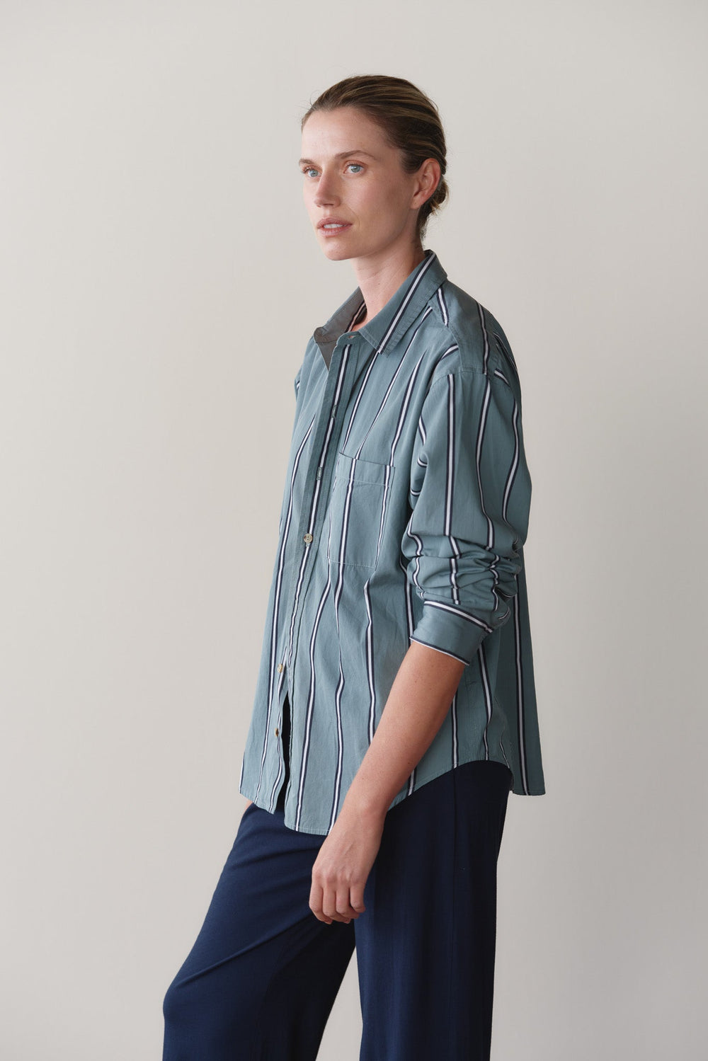 DONNI The Pop Shirt - Sage-Stripe