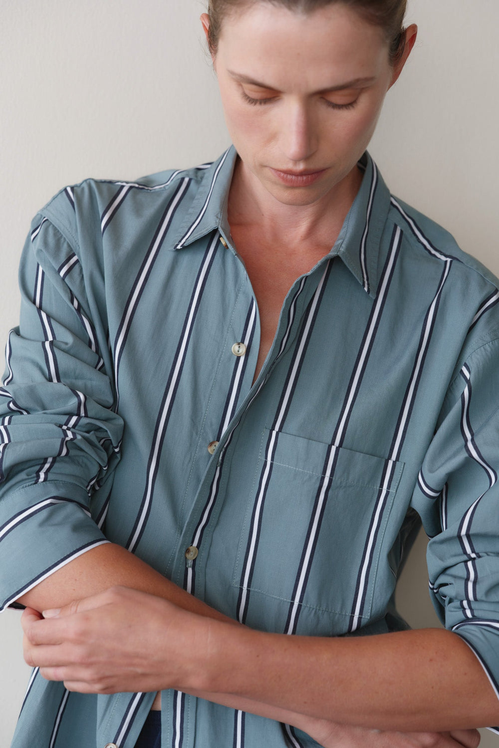 DONNI The Pop Shirt - Sage-Stripe